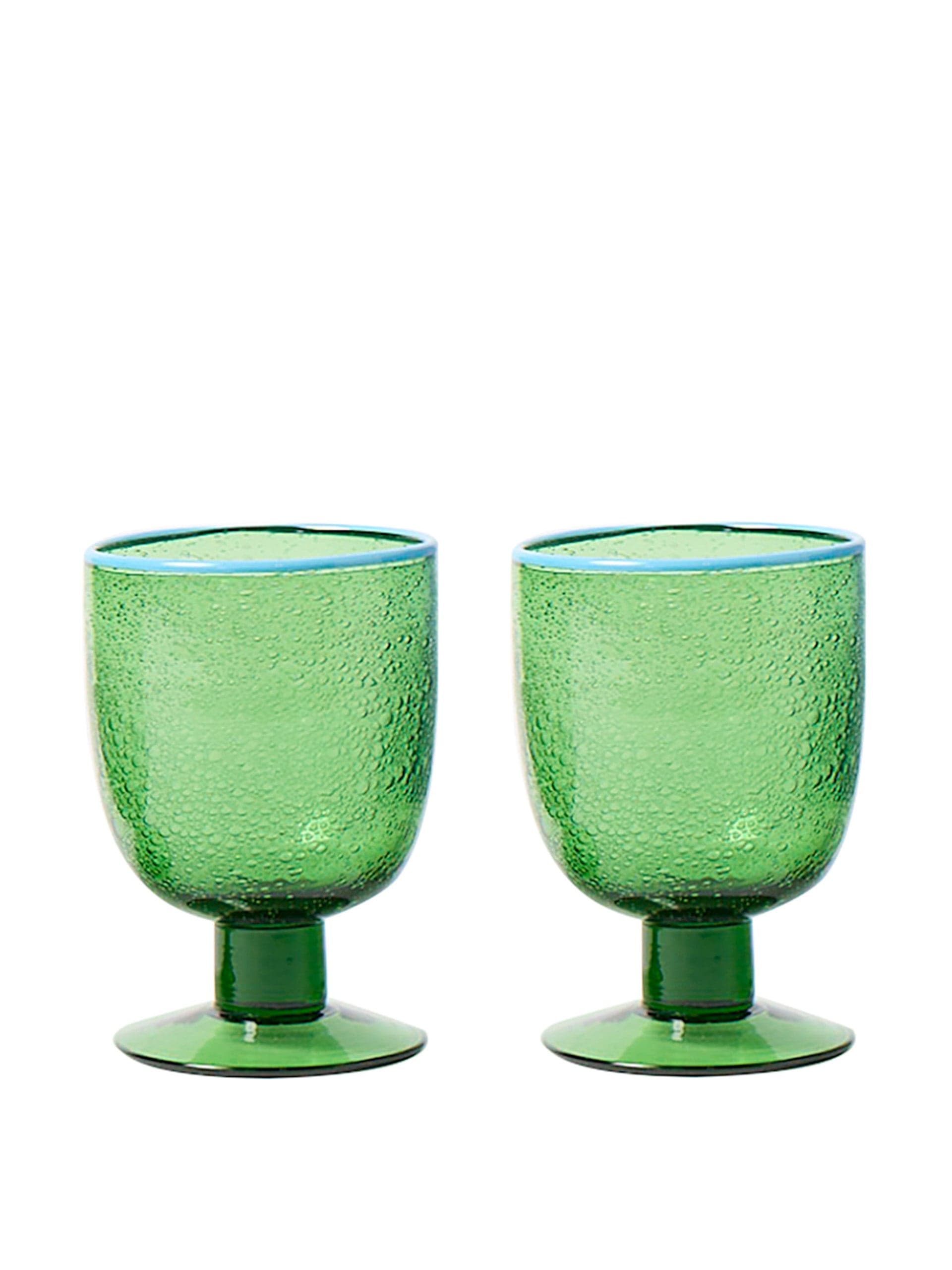 Akira green bubble glass wine glasses (set of 2)