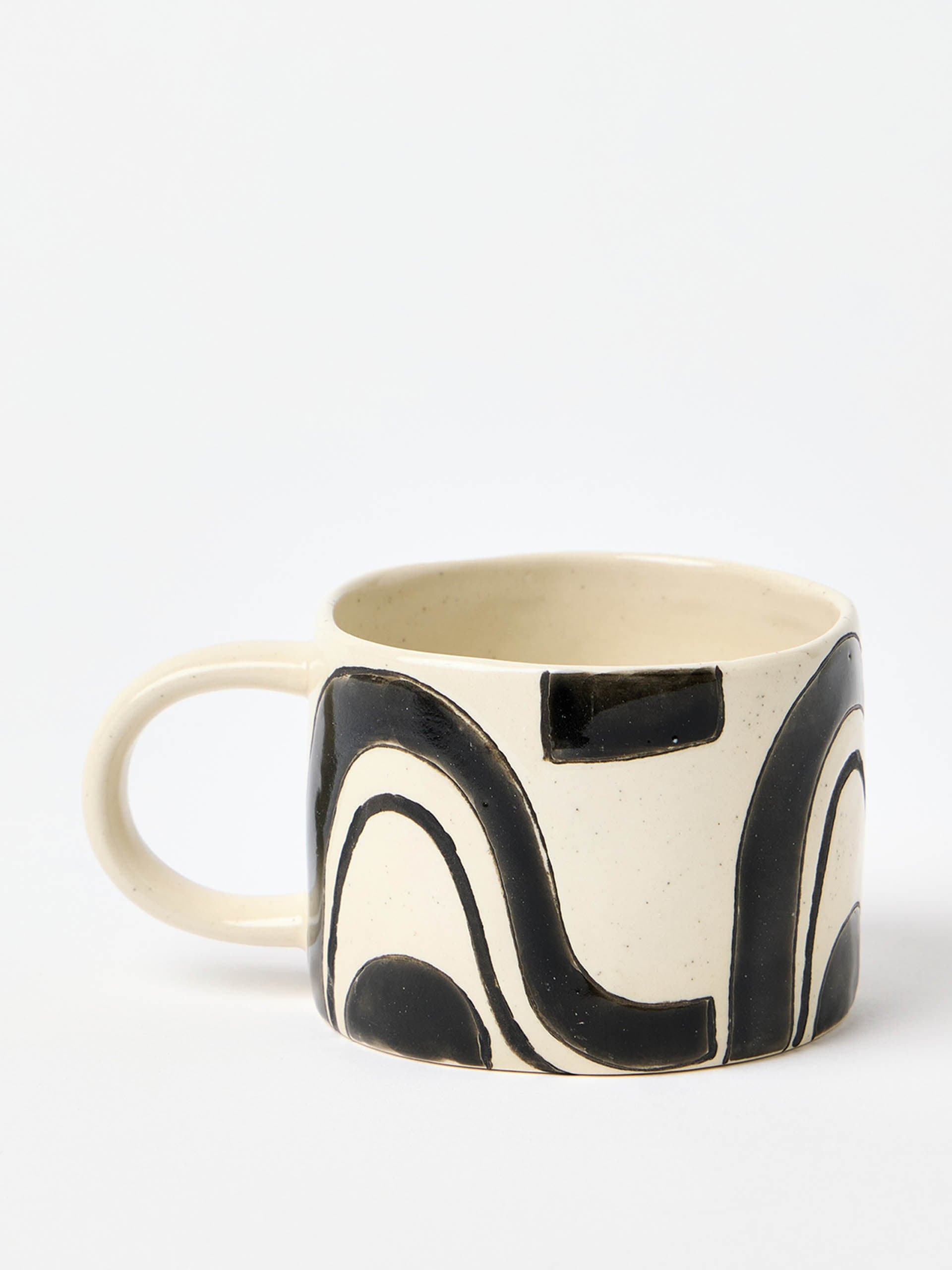 Monochrome swirl speckle ceramic mug