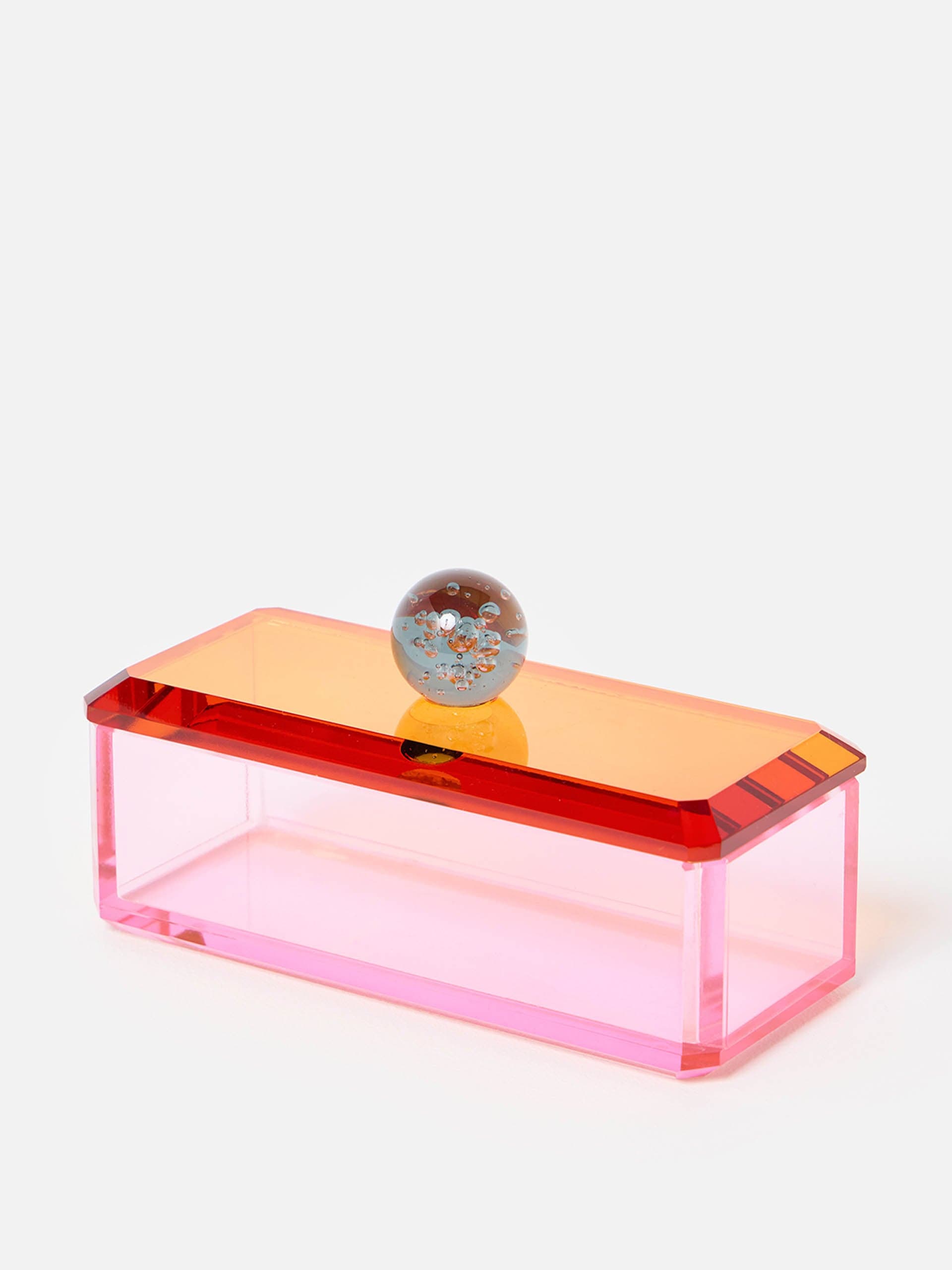 Pink and orange crystal rectangular pot