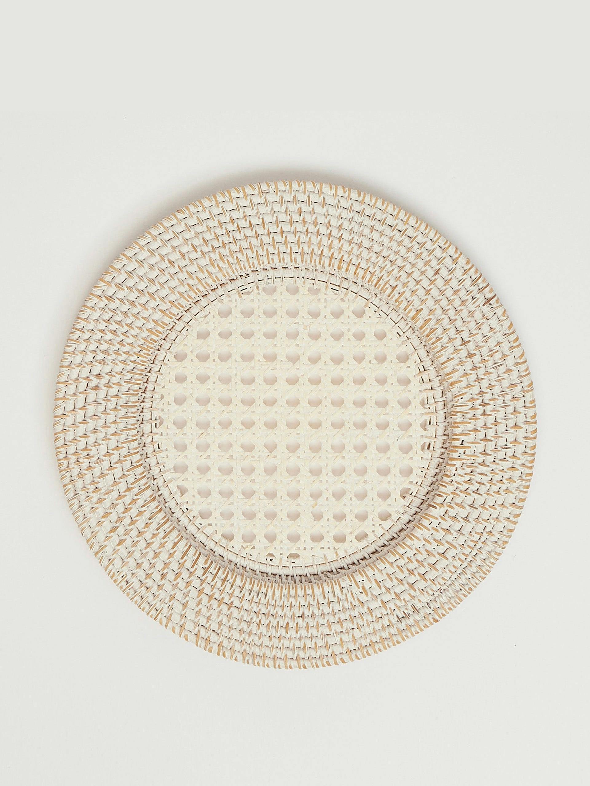 White Rattan charger plates (set of 4)