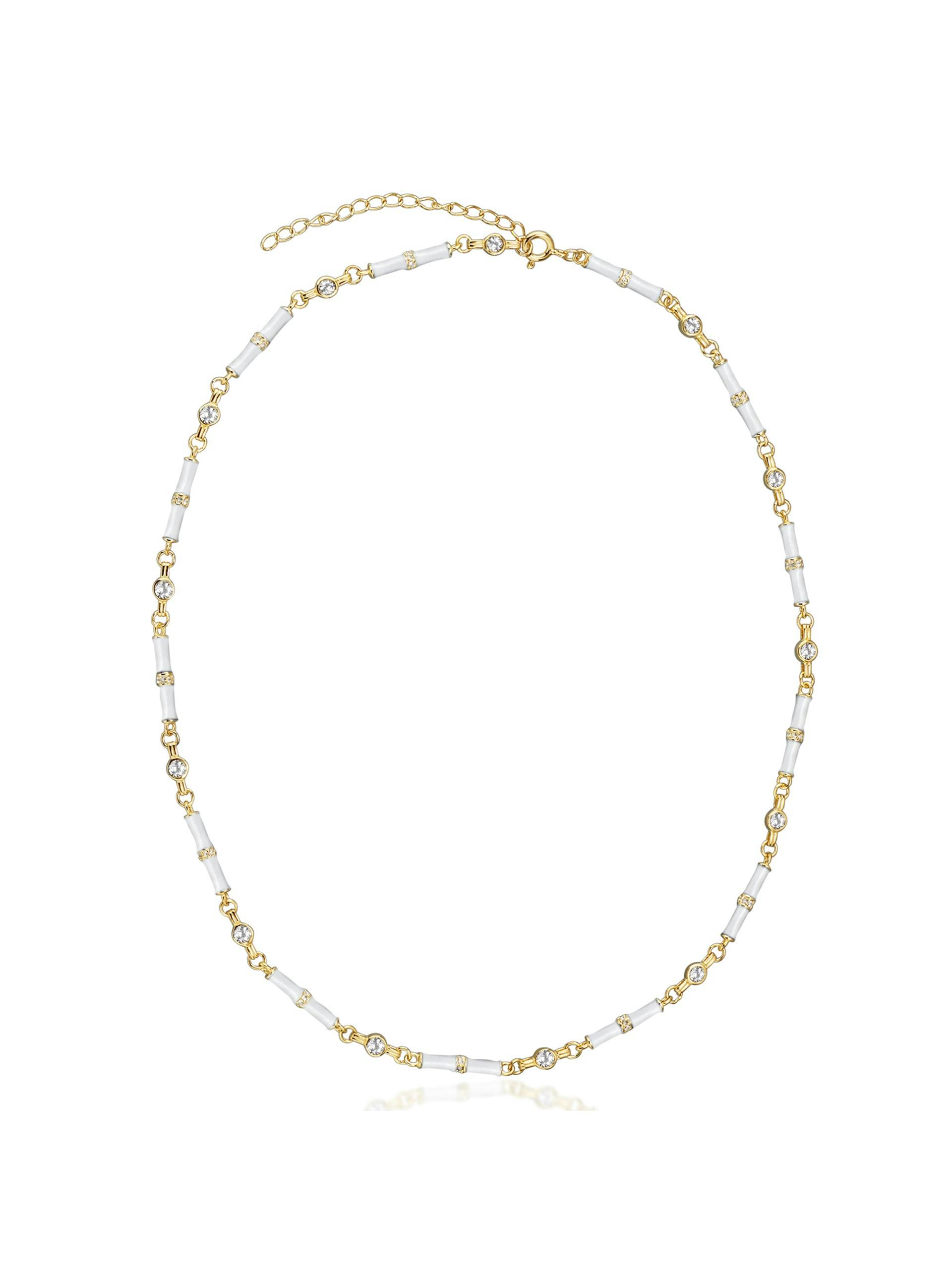 Marlowe white enamel necklace with white topaz