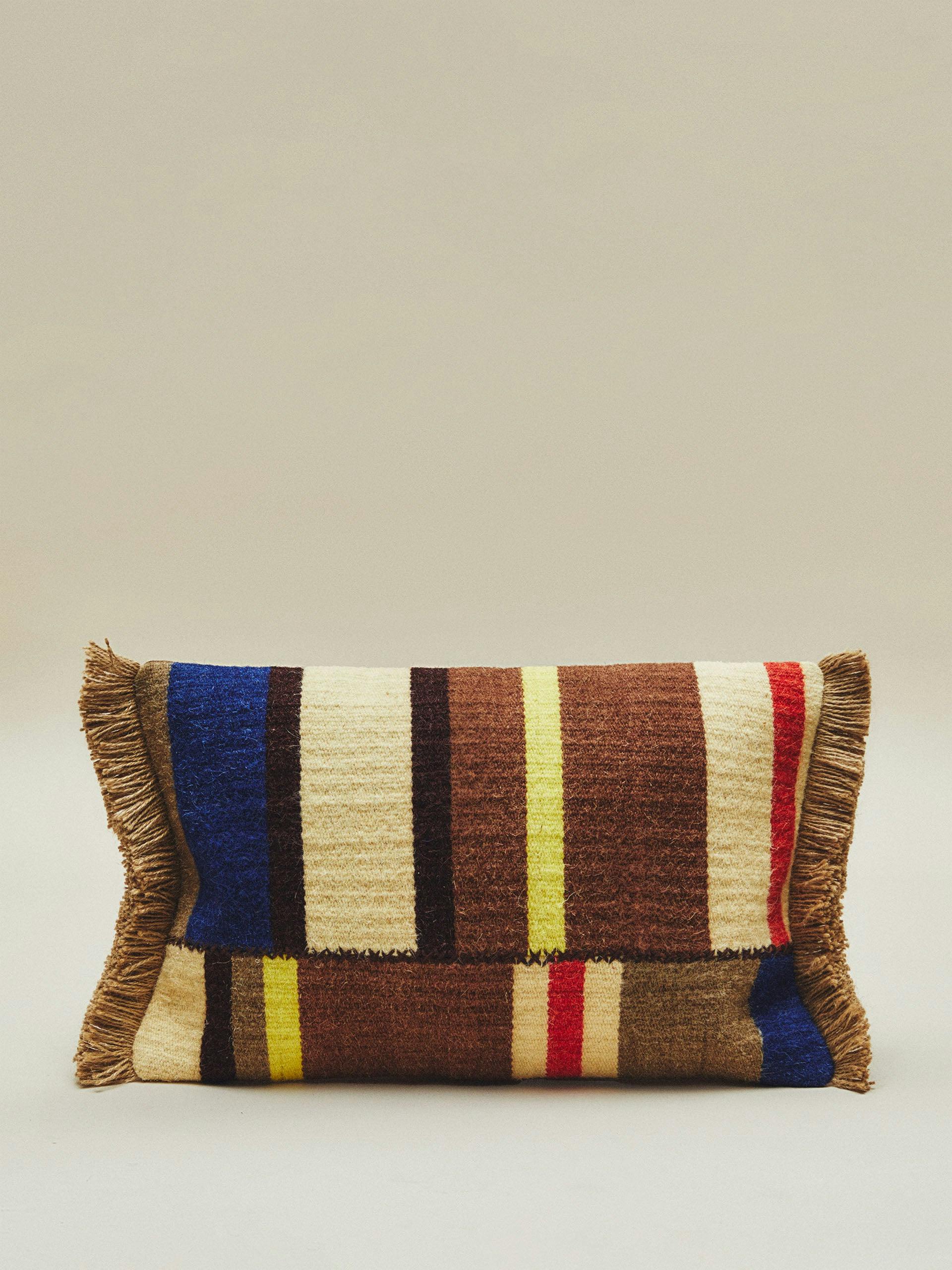 Colour block wool cushion cover