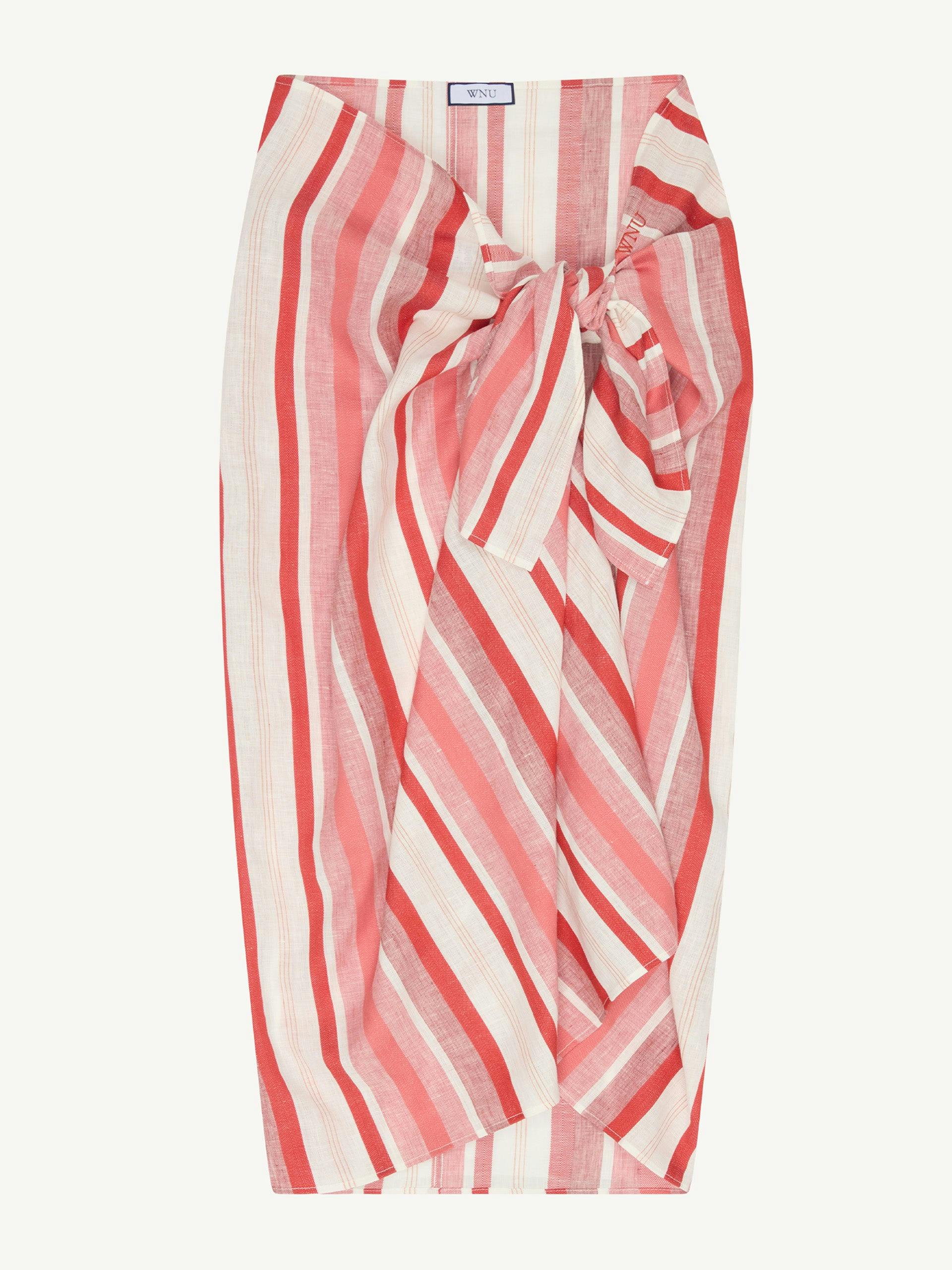 The Sarong: weave red multi-stripe