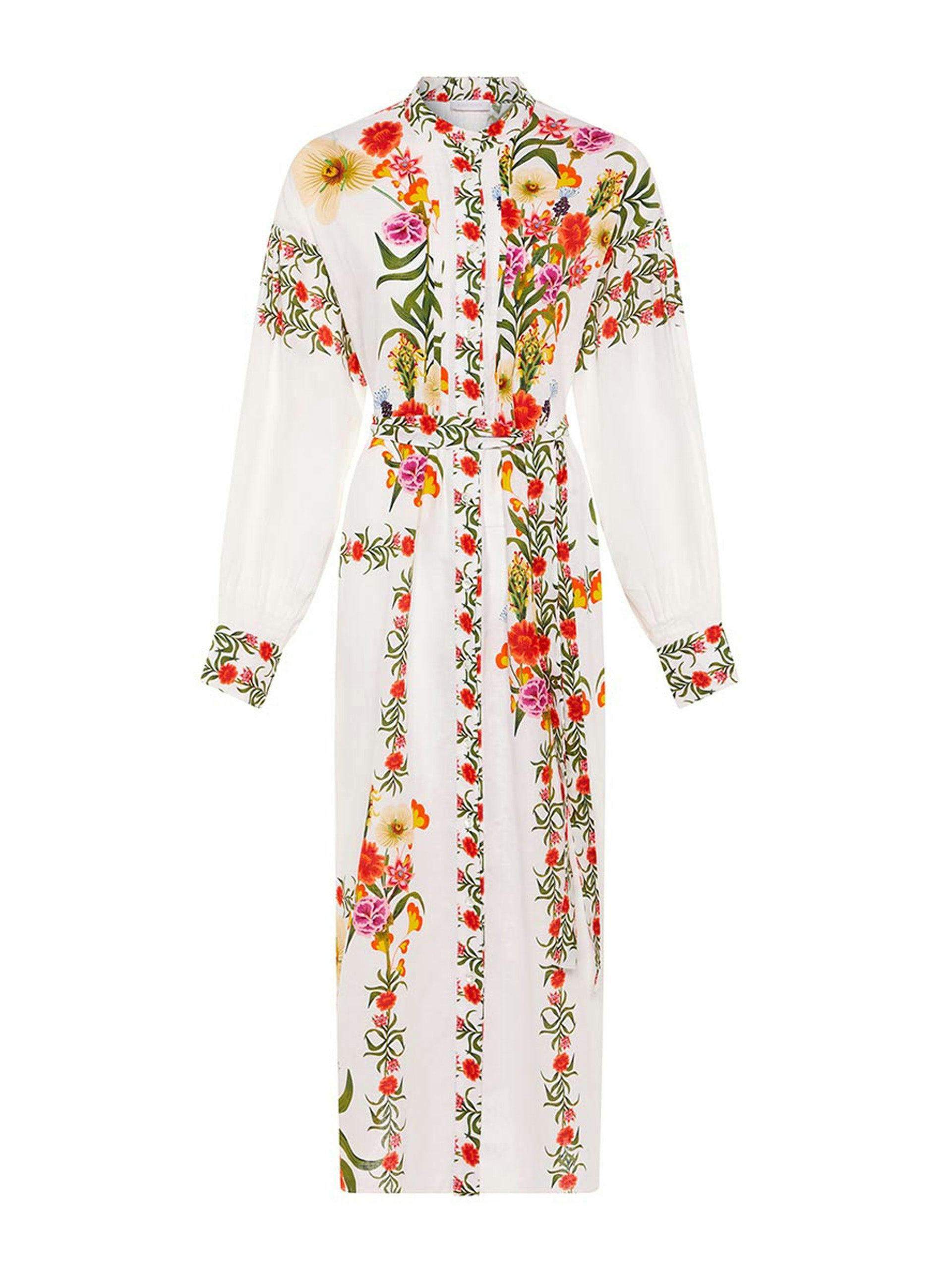 Camilla linen maxi dress in Vila Floral white