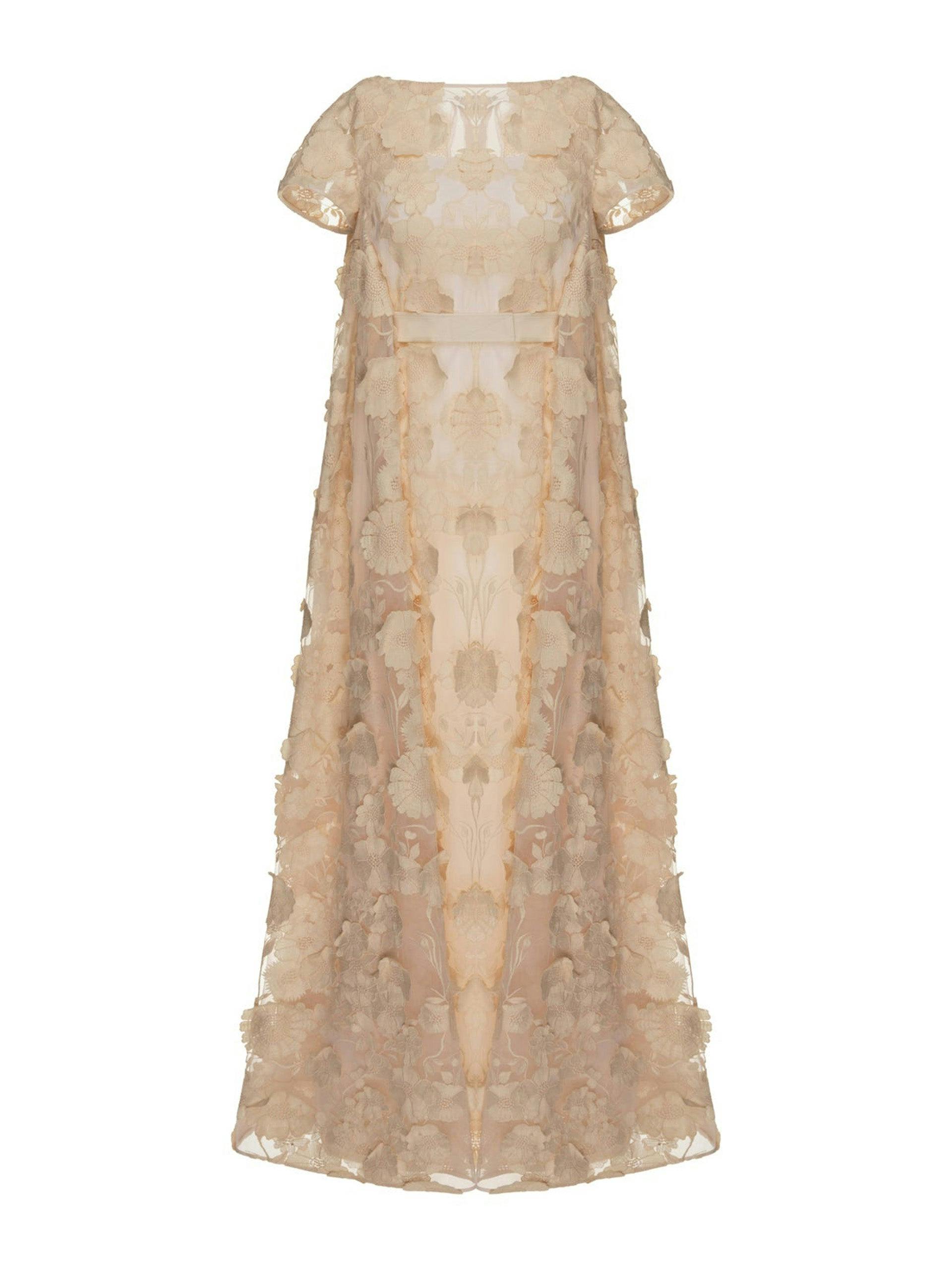 Rania ecru embellished tulle gown