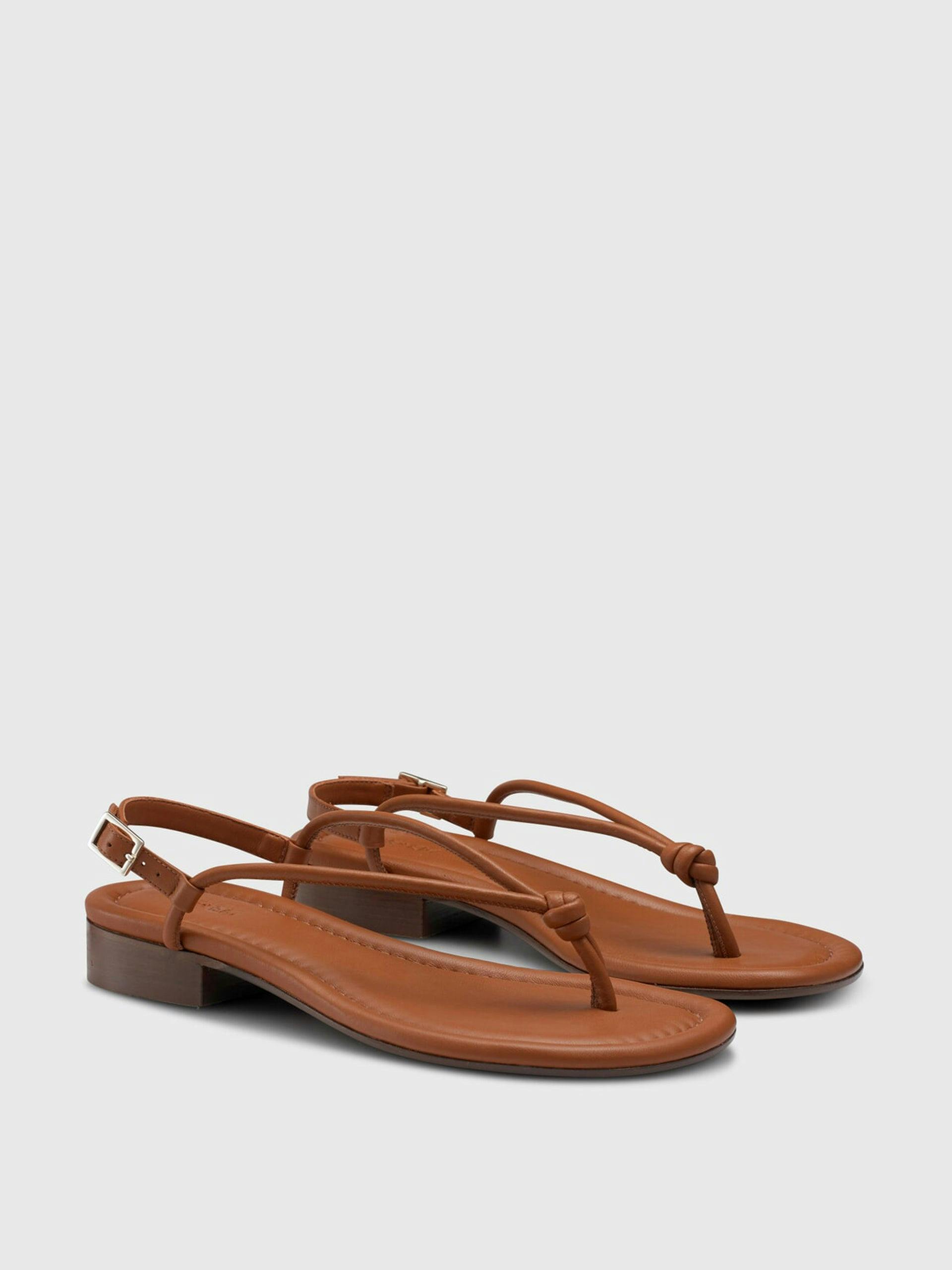 Brown leather knot-detail sandals