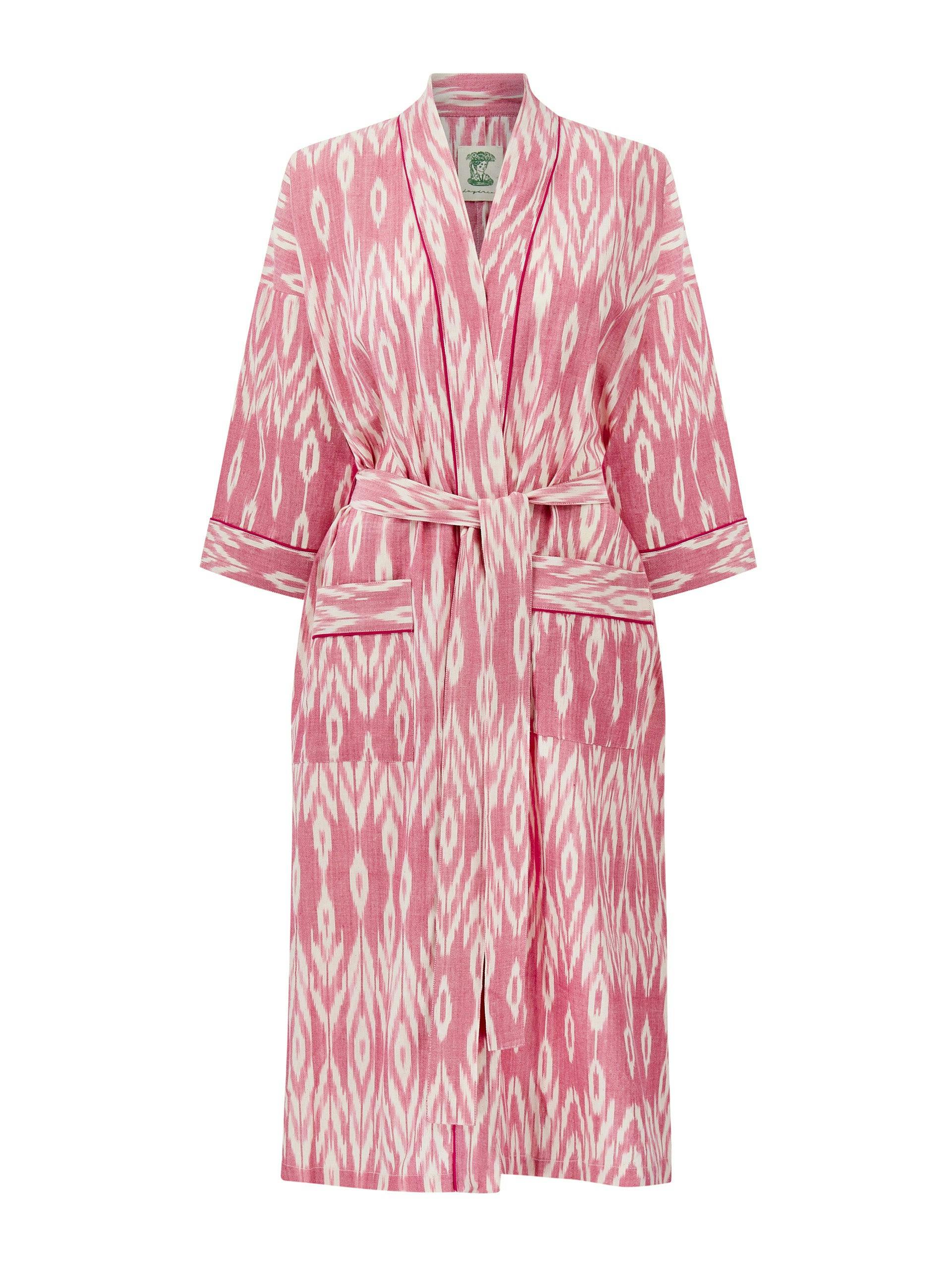 Pink Ikat kimono gown