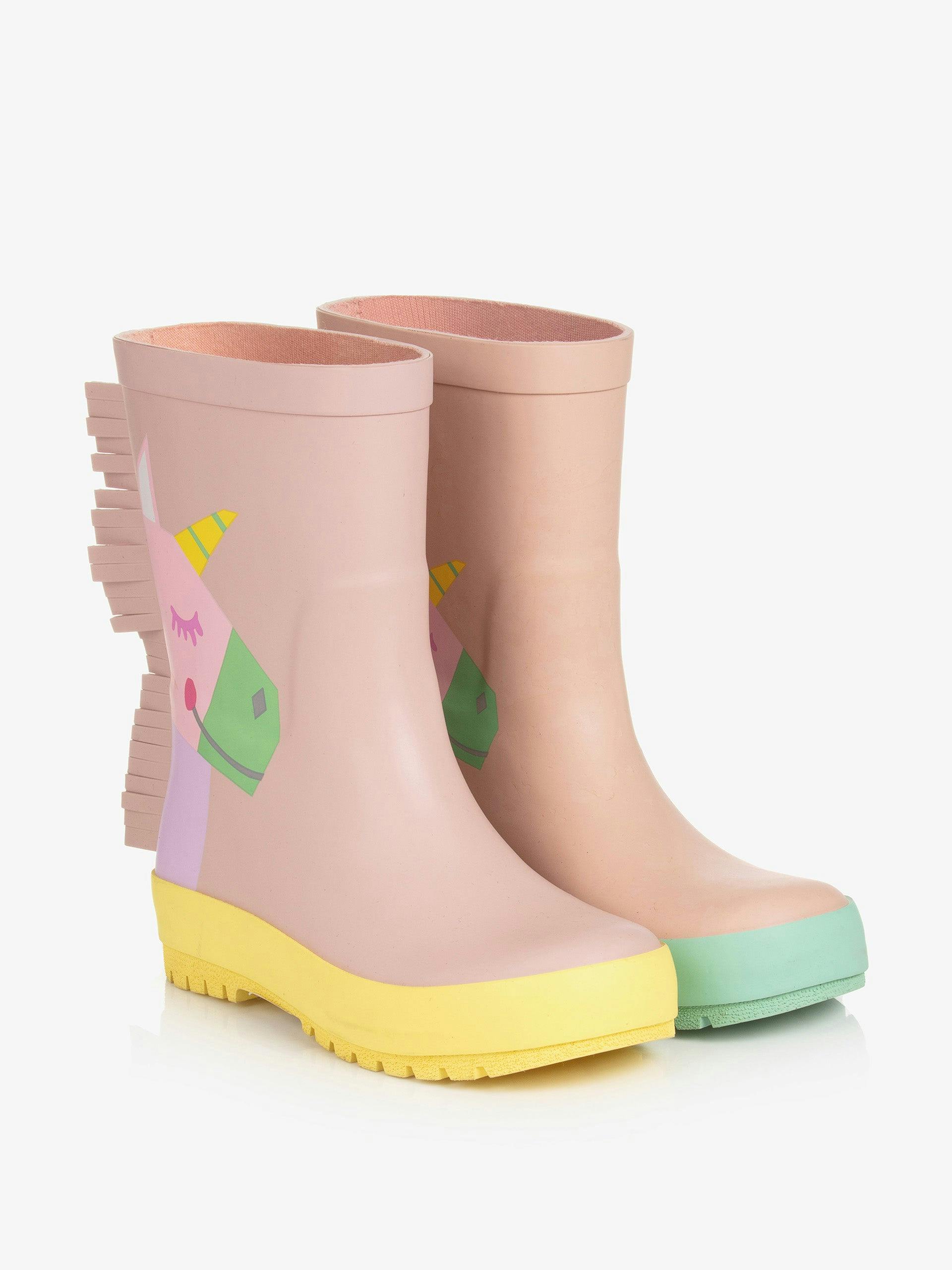 Pink unicorn rain boots