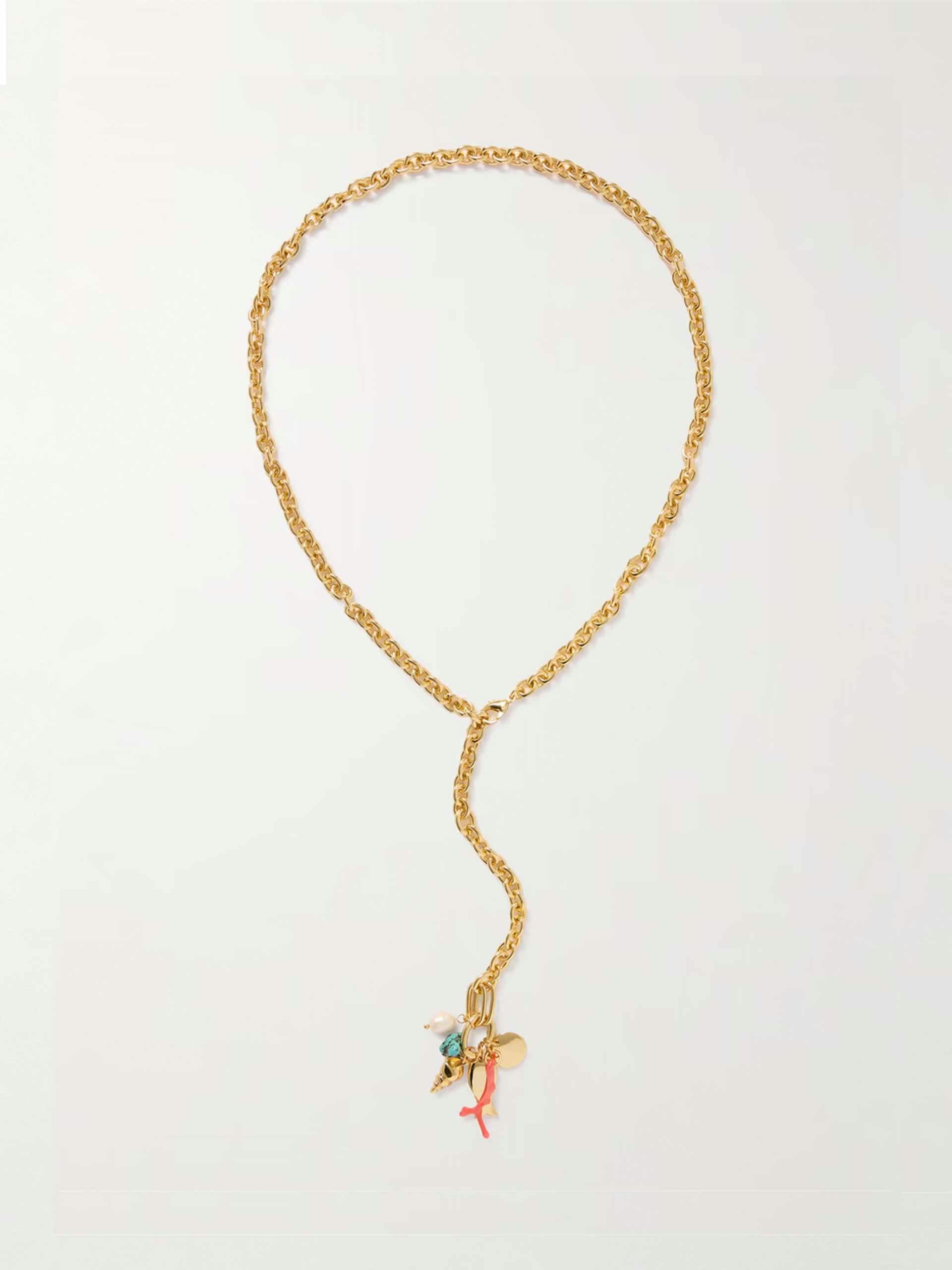 The Apertivo gold-tone, enamel, turquoise and pearl necklace