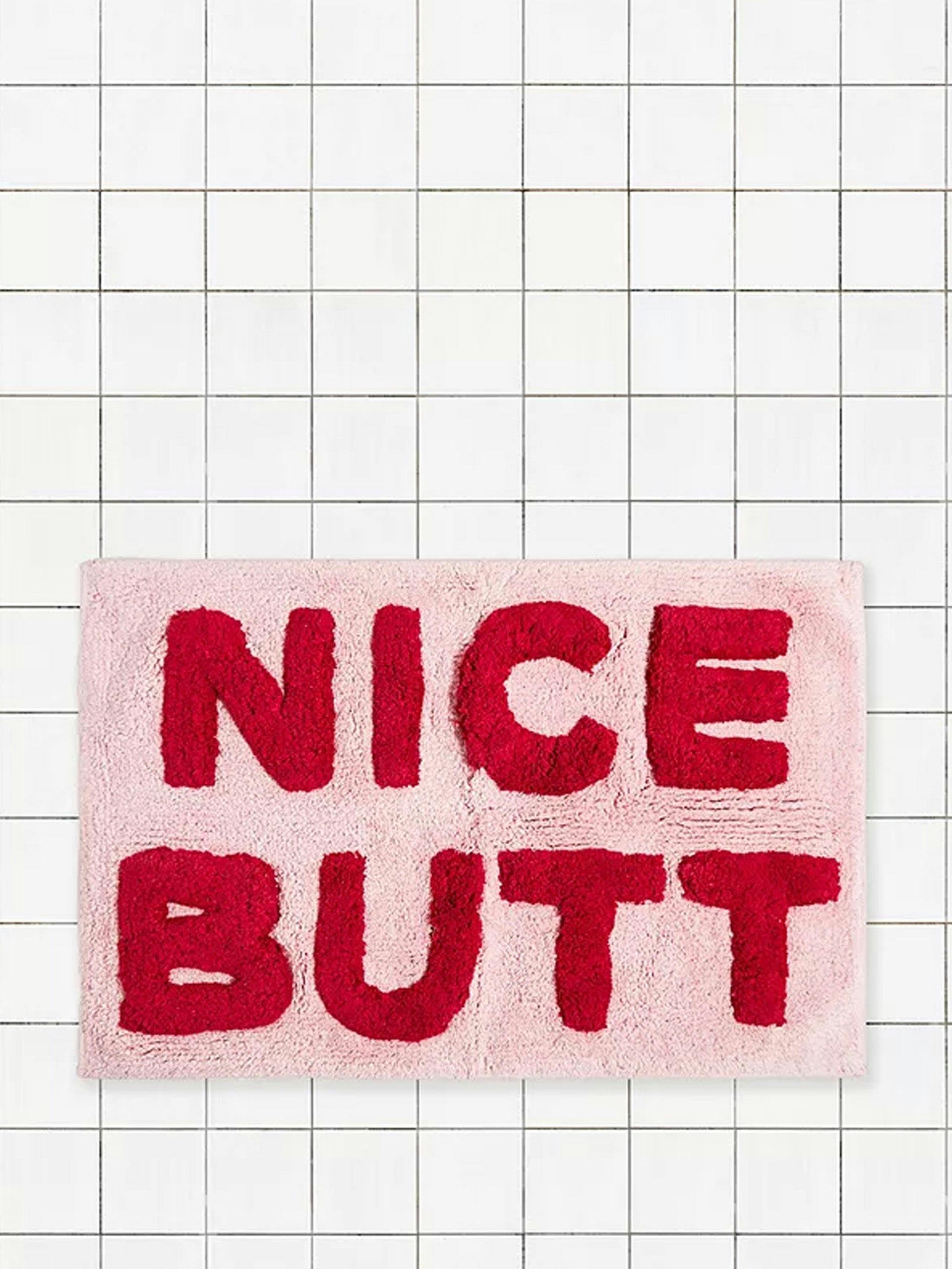 Nice butt pink & red bath mat