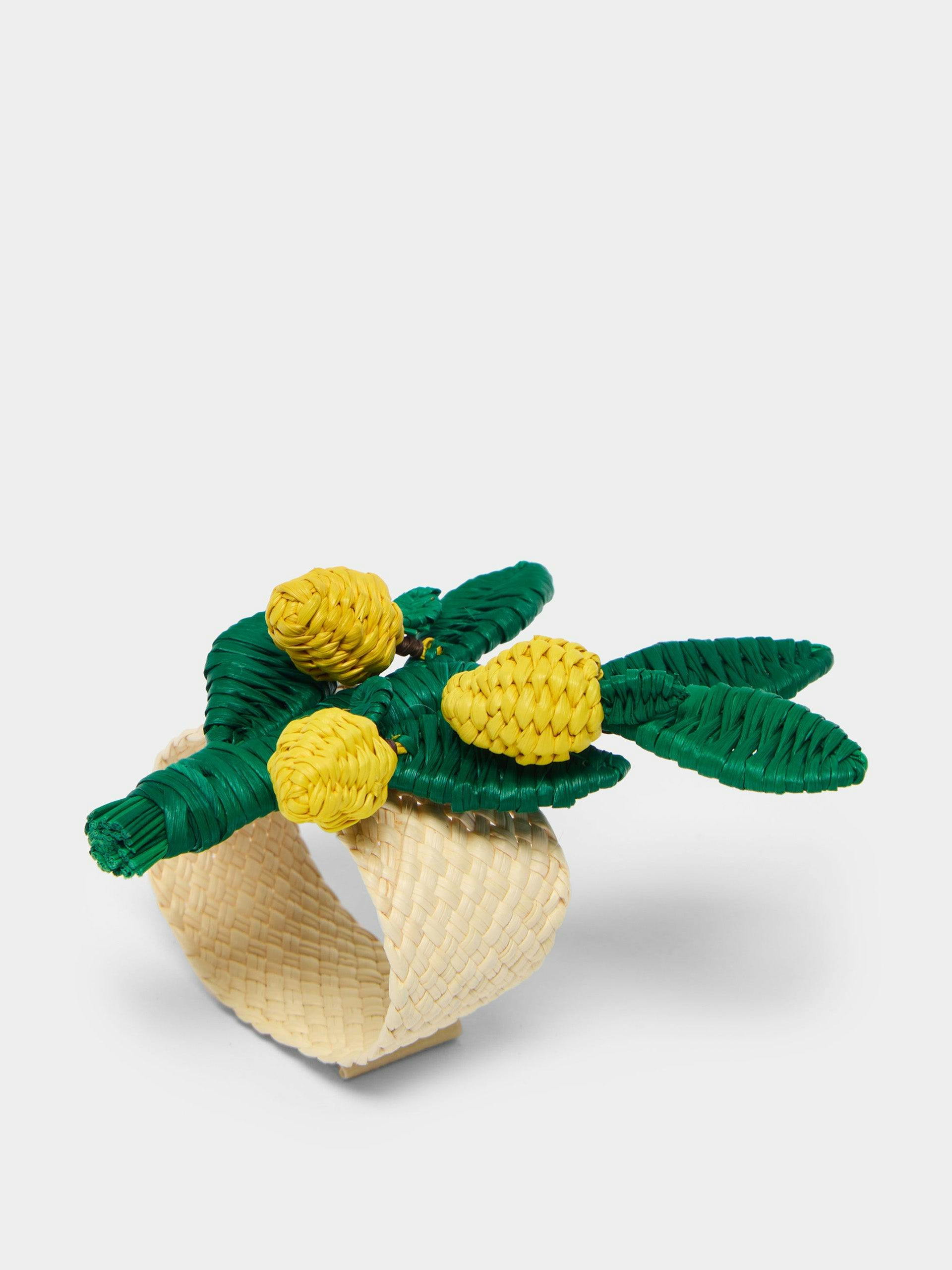 Lemon branch handwoven iraca palm napkin rings (set of 4)