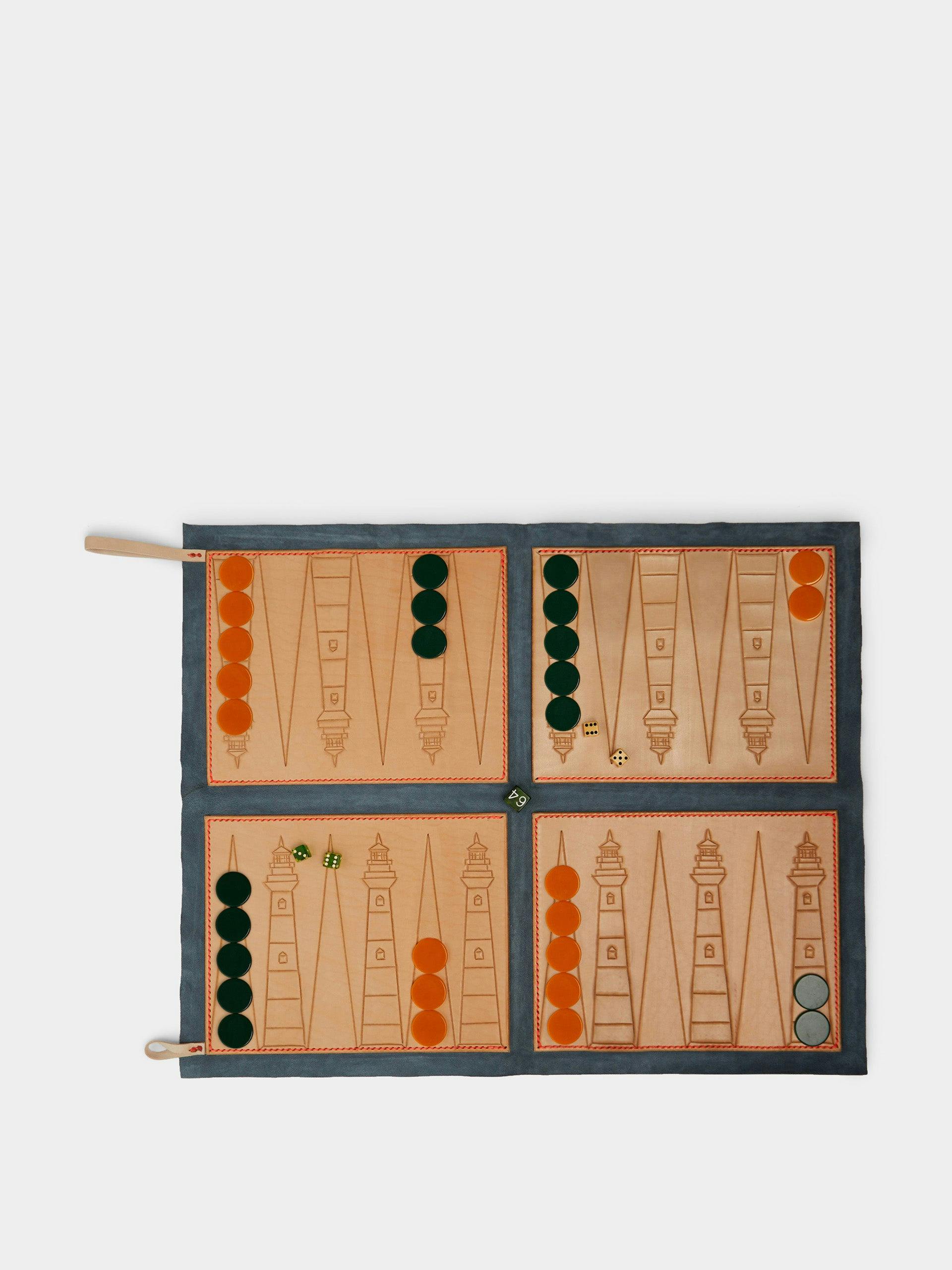 Leather backgammon set