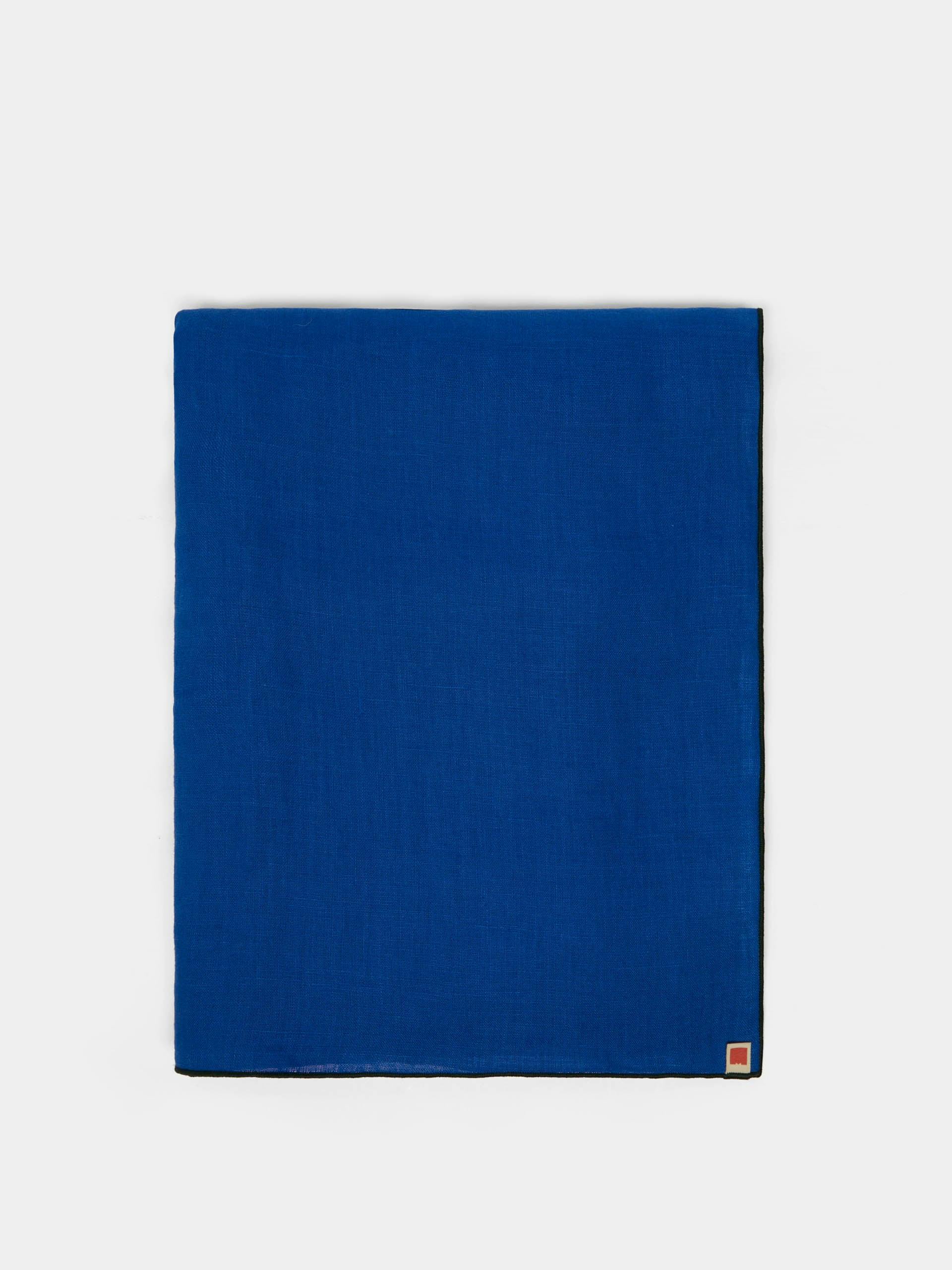 Contrast edge blue linen tablecloth