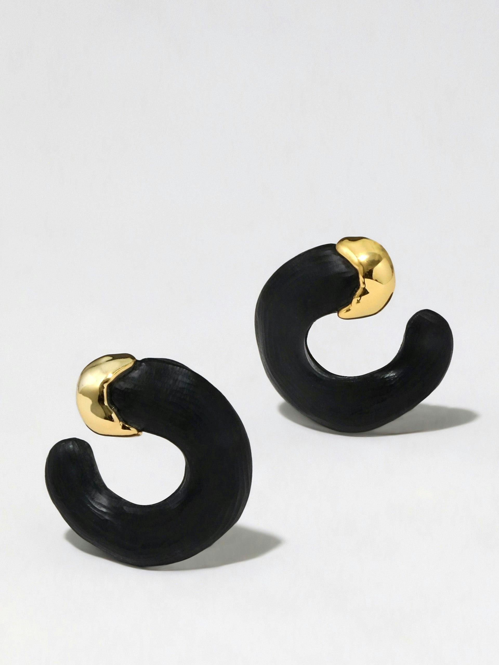 Black small molten front facing hoop earring