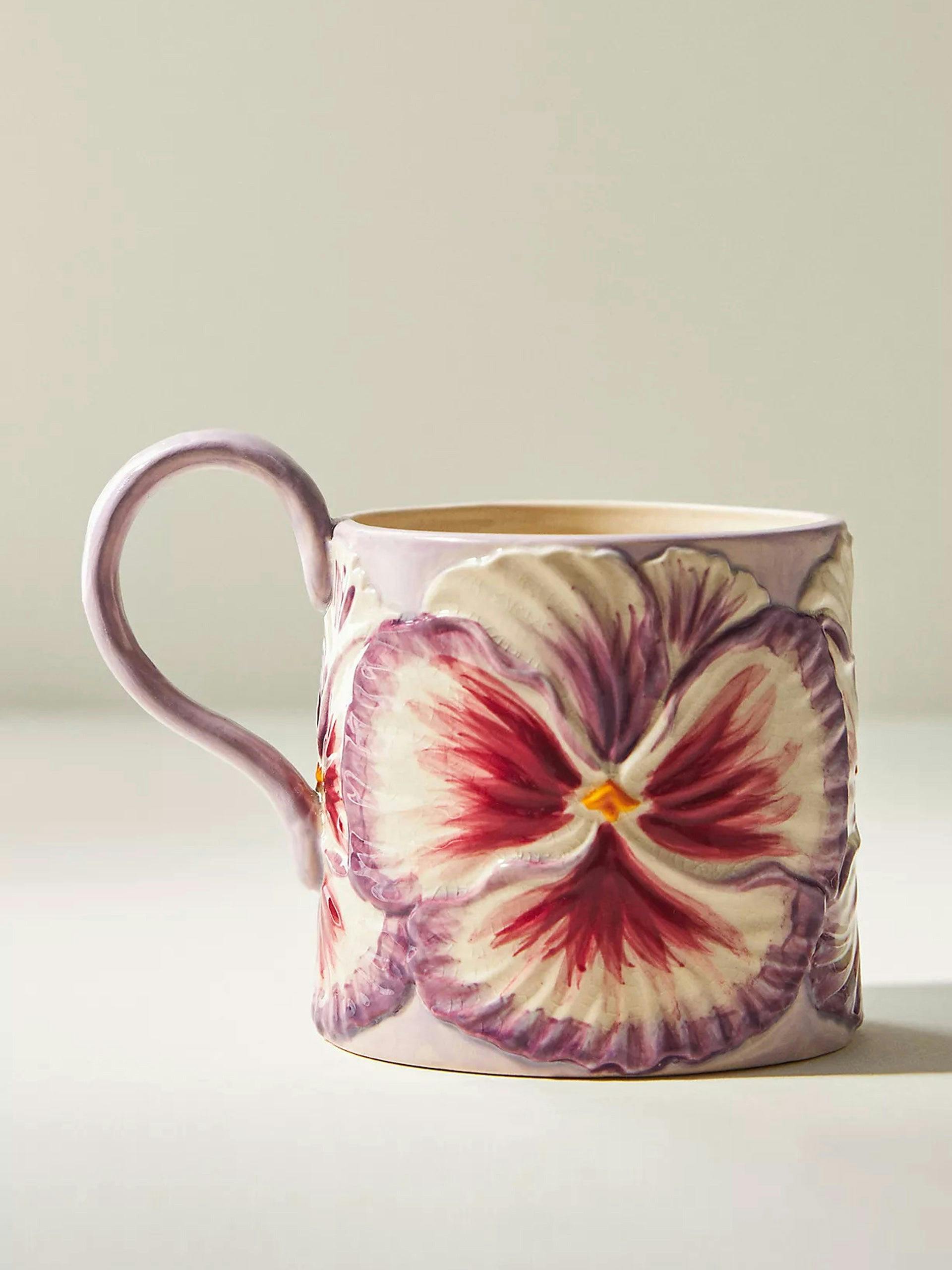 Purple lilypad floral mug