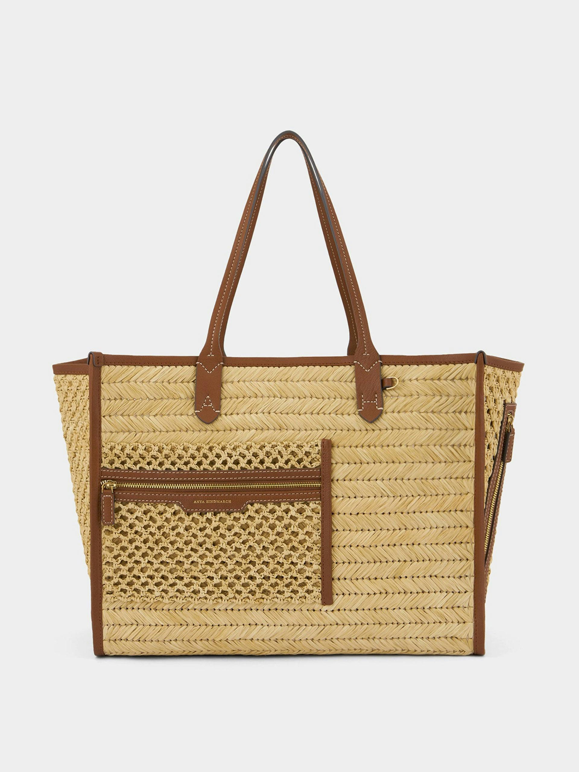 Raffia pocket tote bag