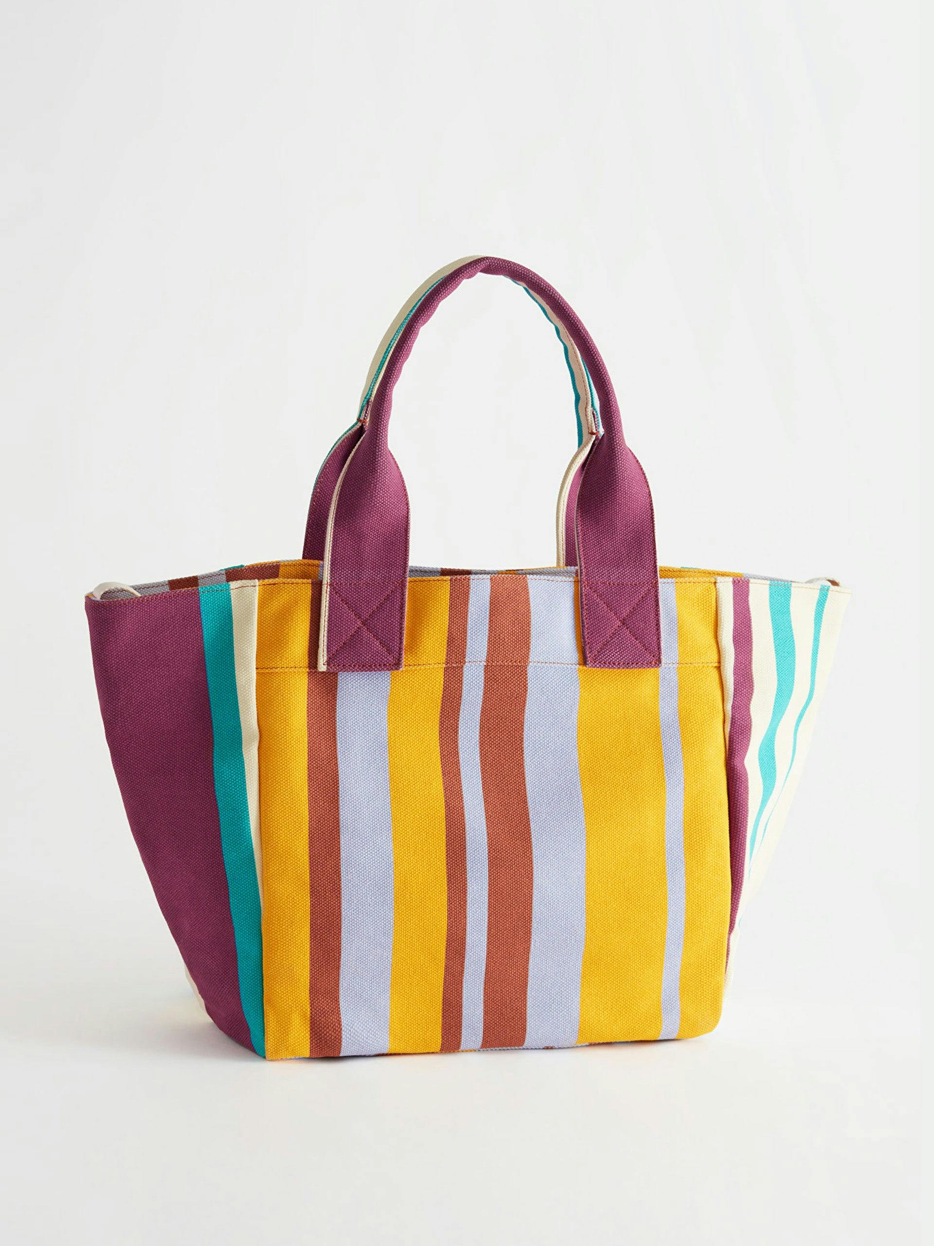 Multicolour striped beach tote bag