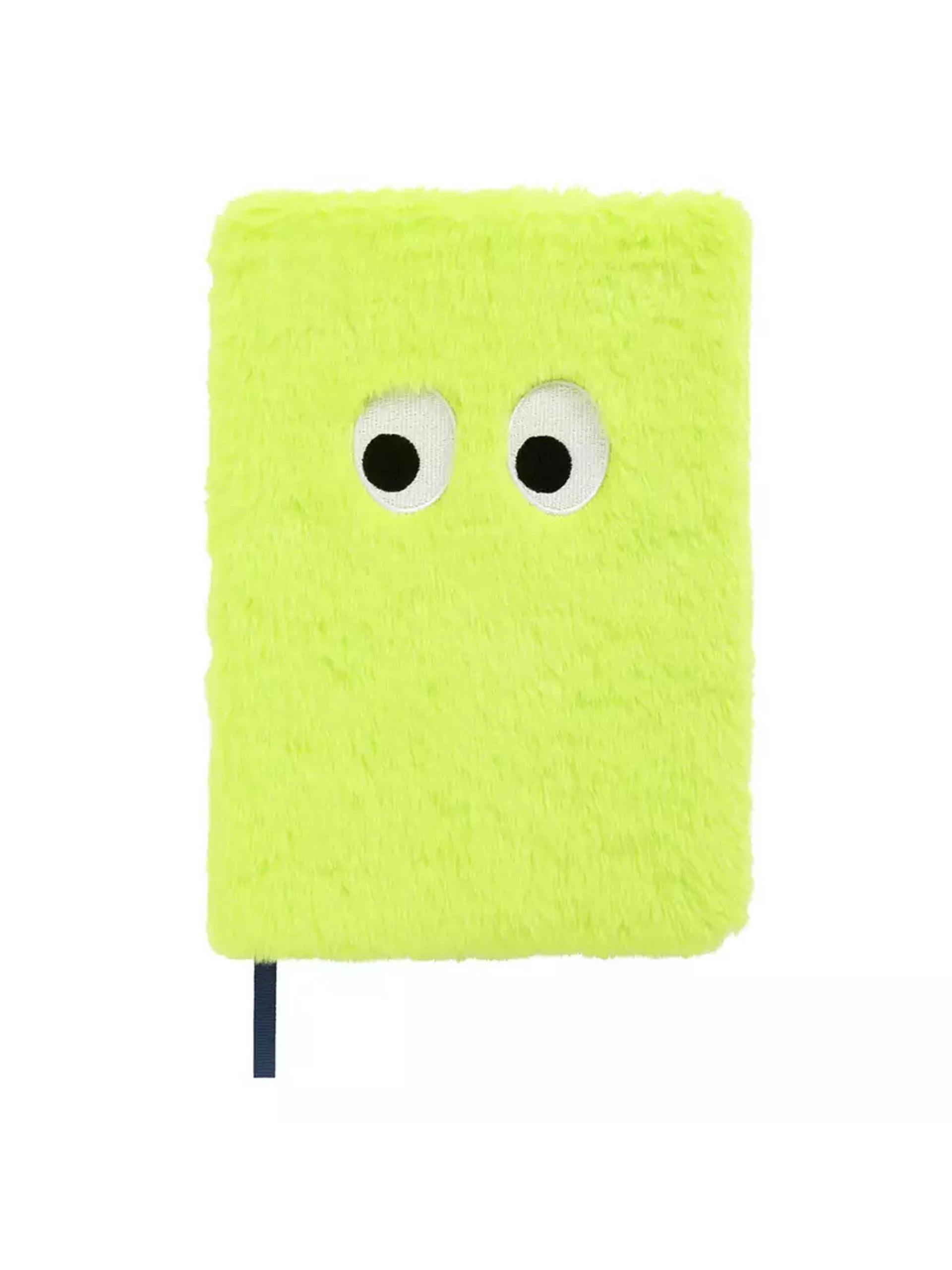 Green highlighter furry notebook