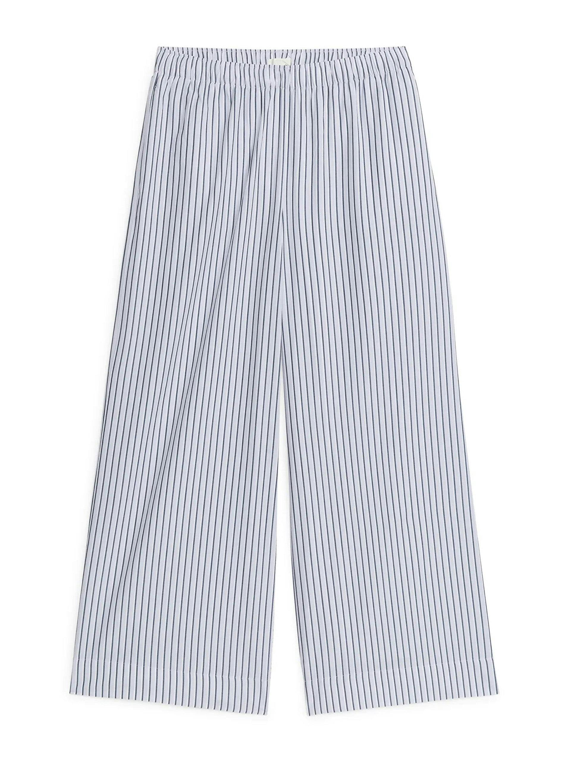 White and black striped pyjama bottoms