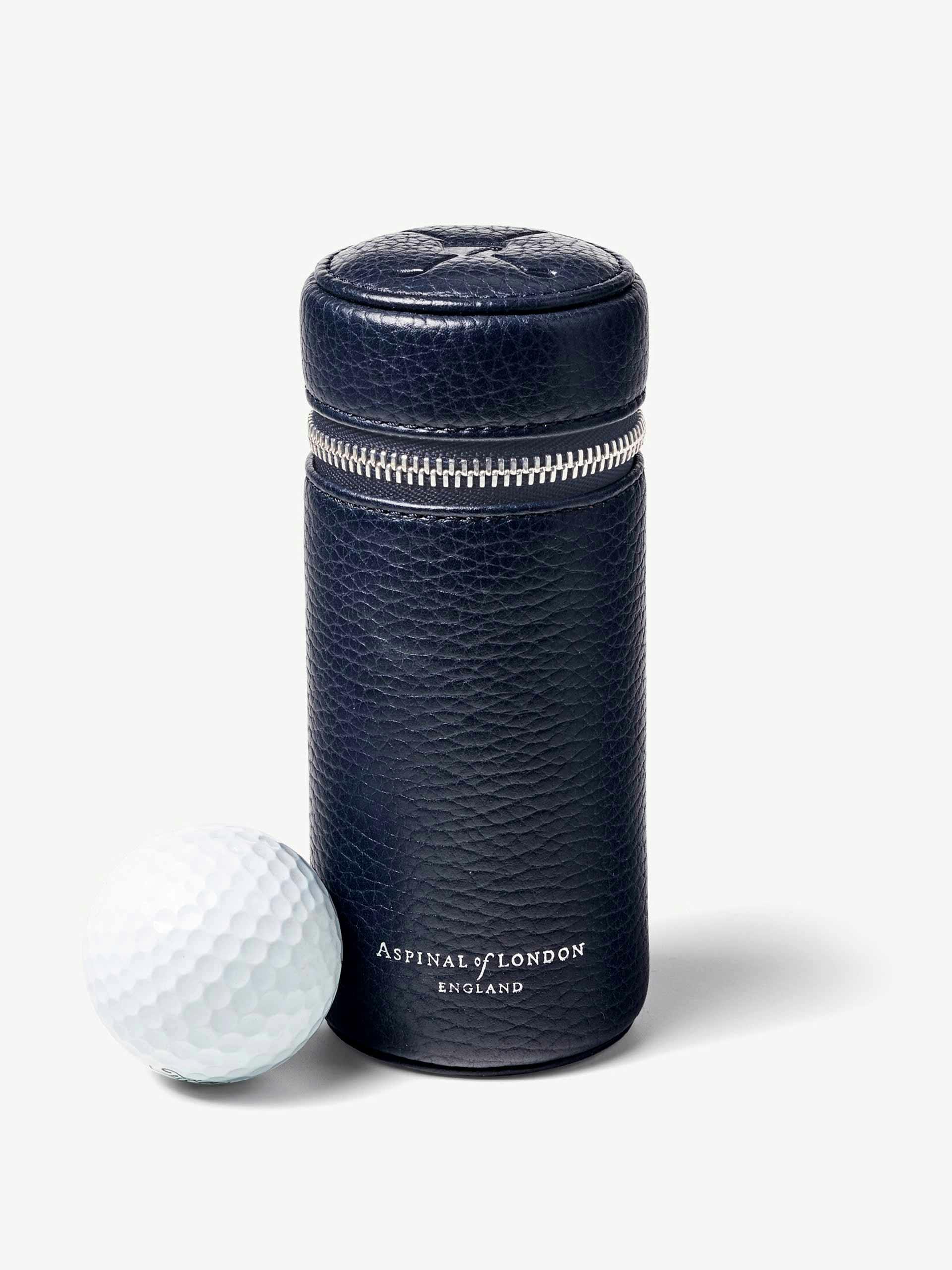 Navy leather golf ball holder