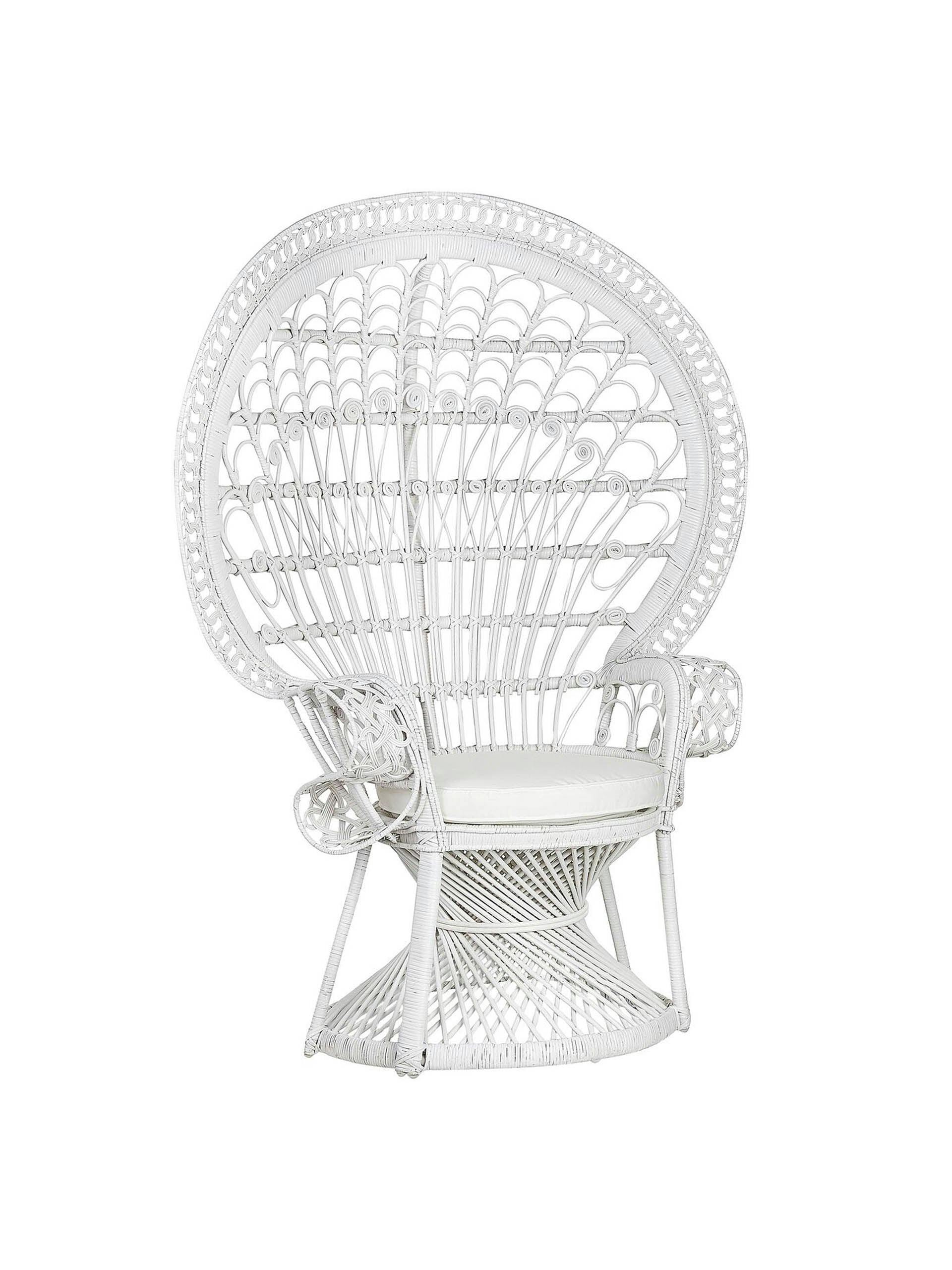 White rattan peacock chair
