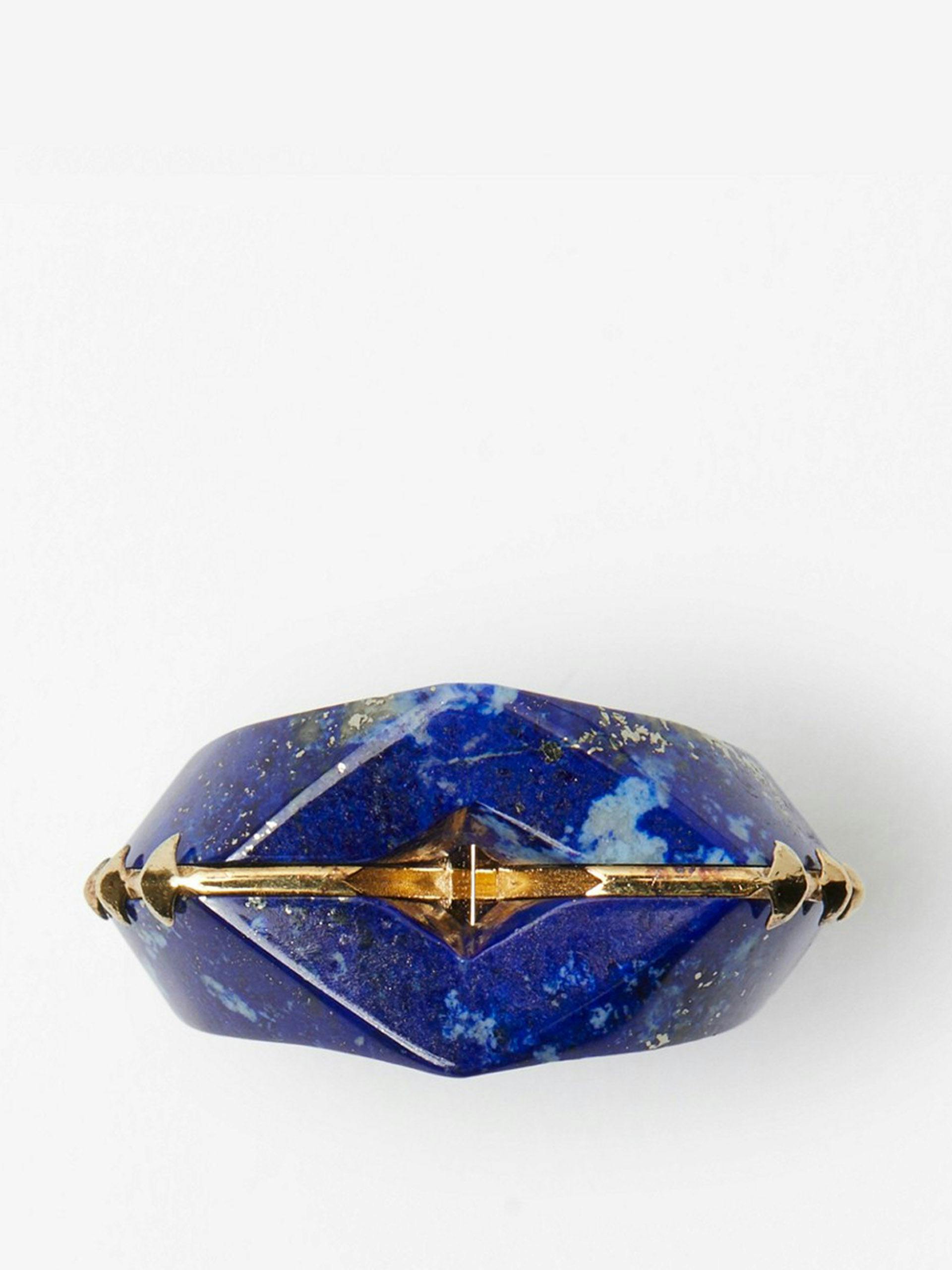 Carved lapis Hollow ring