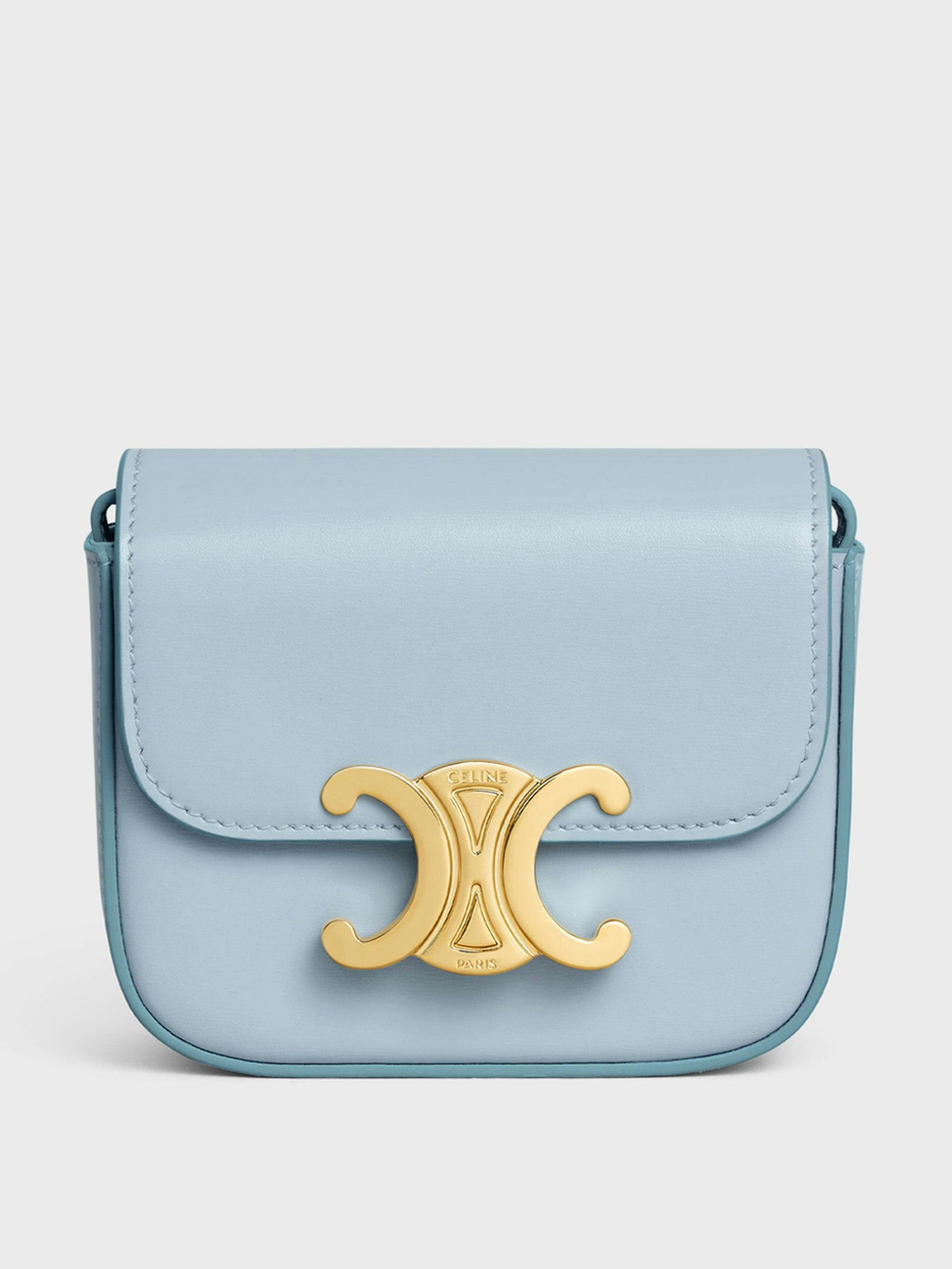 Mini claude in shiny calfskin pale blue