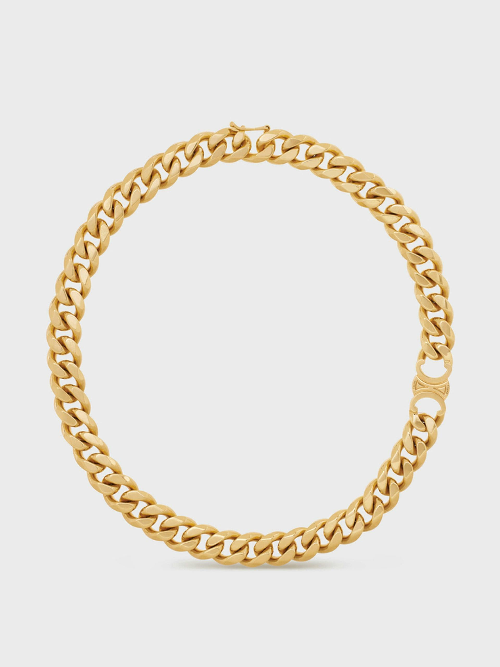Brass chain necklace with gold finish