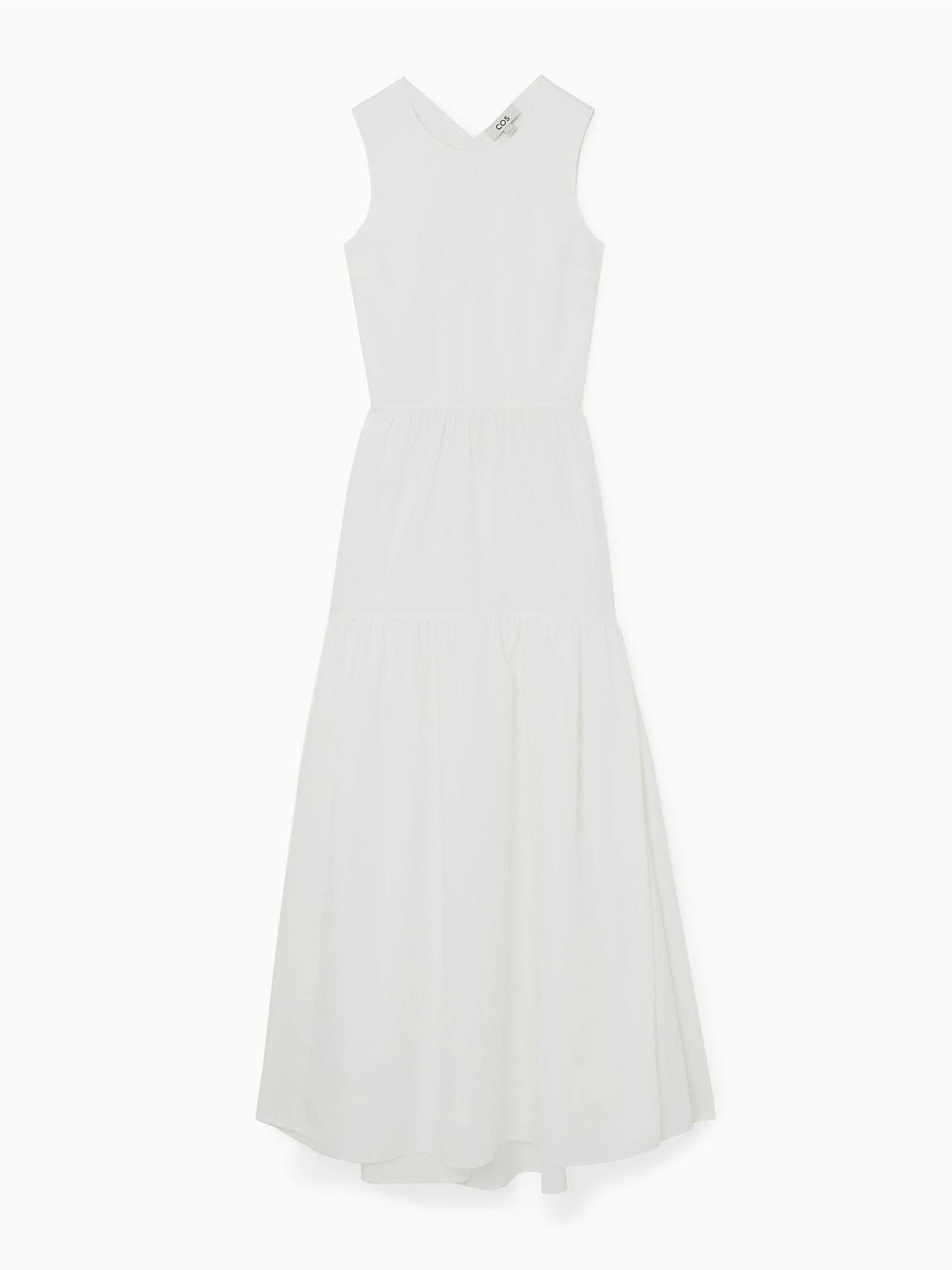 Open-back tiered midi dress