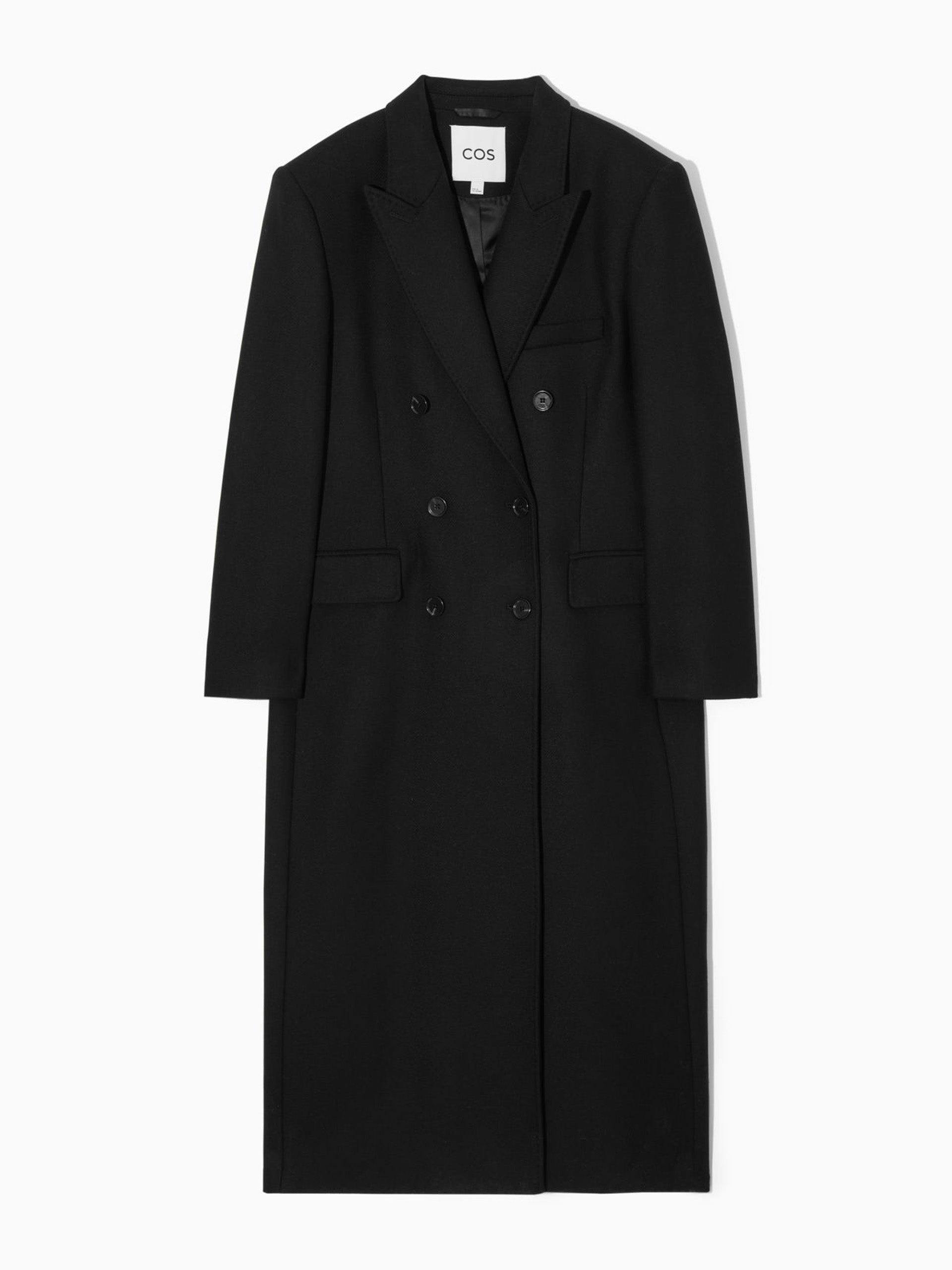 Black oversized double-breasted wool coat