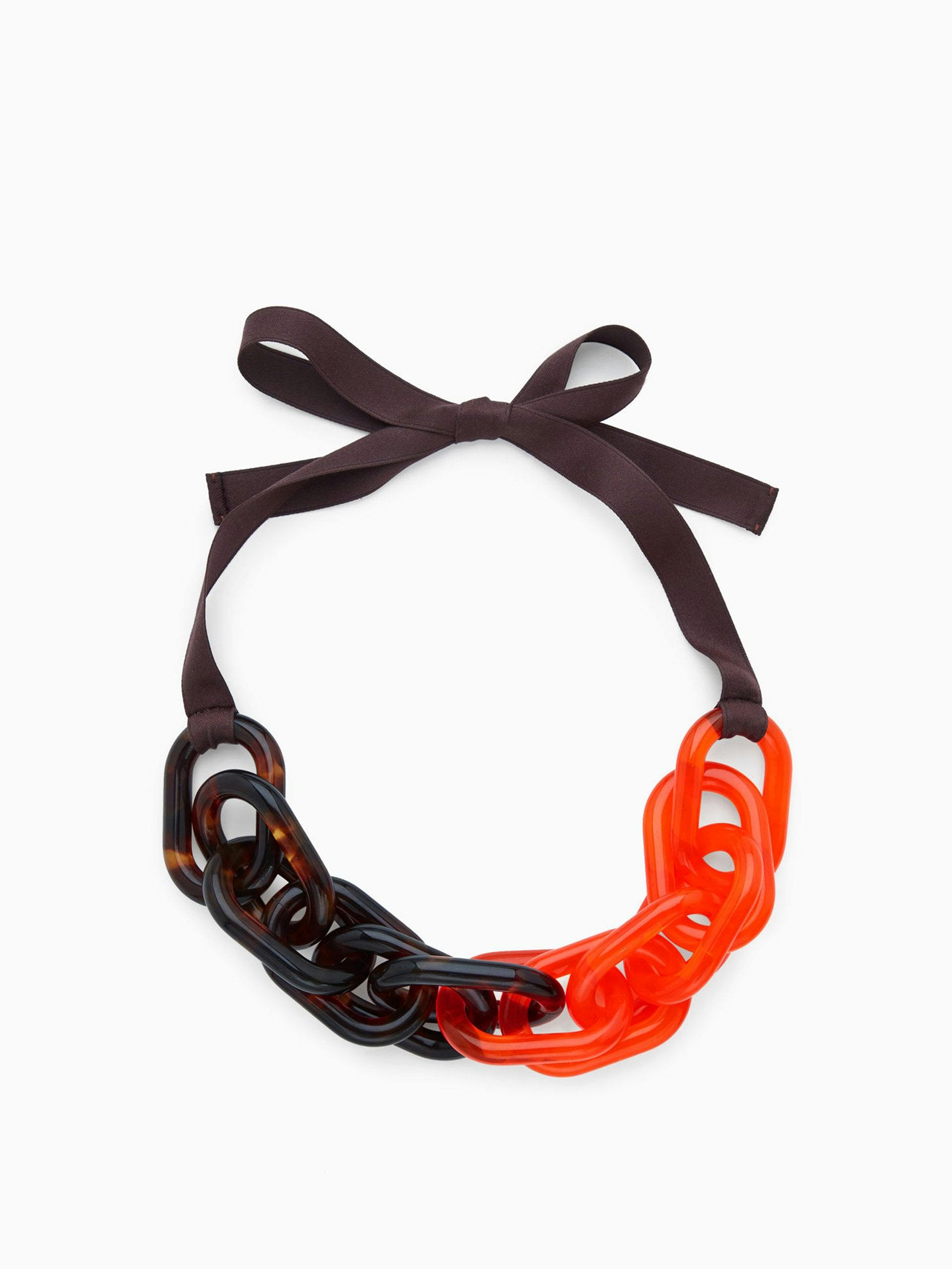 Oversized-link grosgrain ribbon necklace