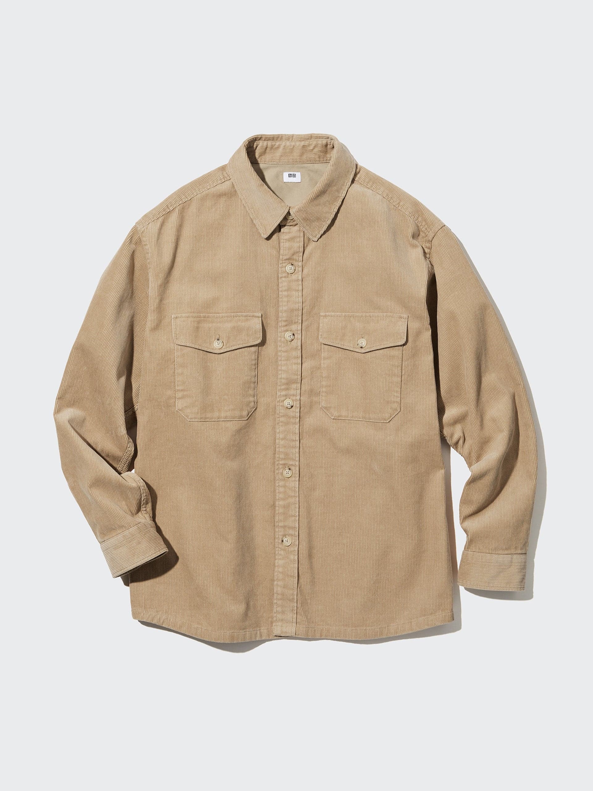 Corduroy oversized work shirt in beige