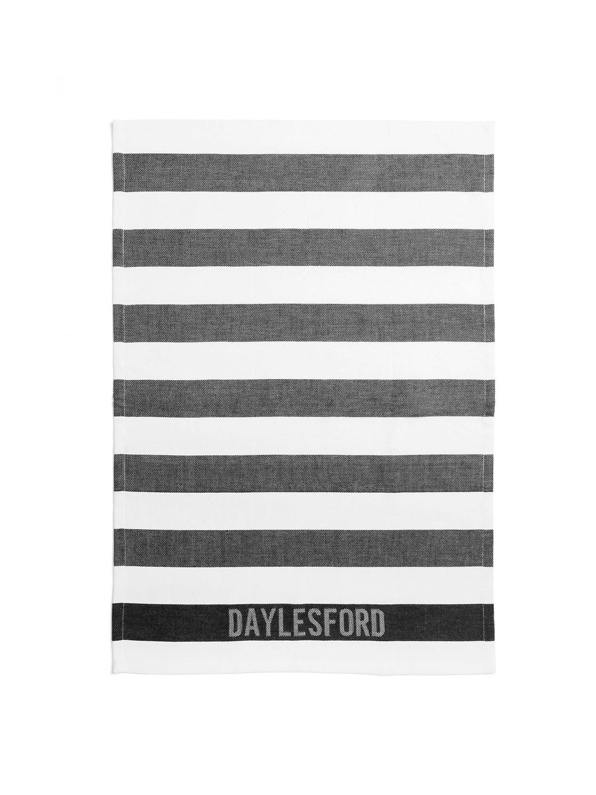 Black and white stripe tea towel