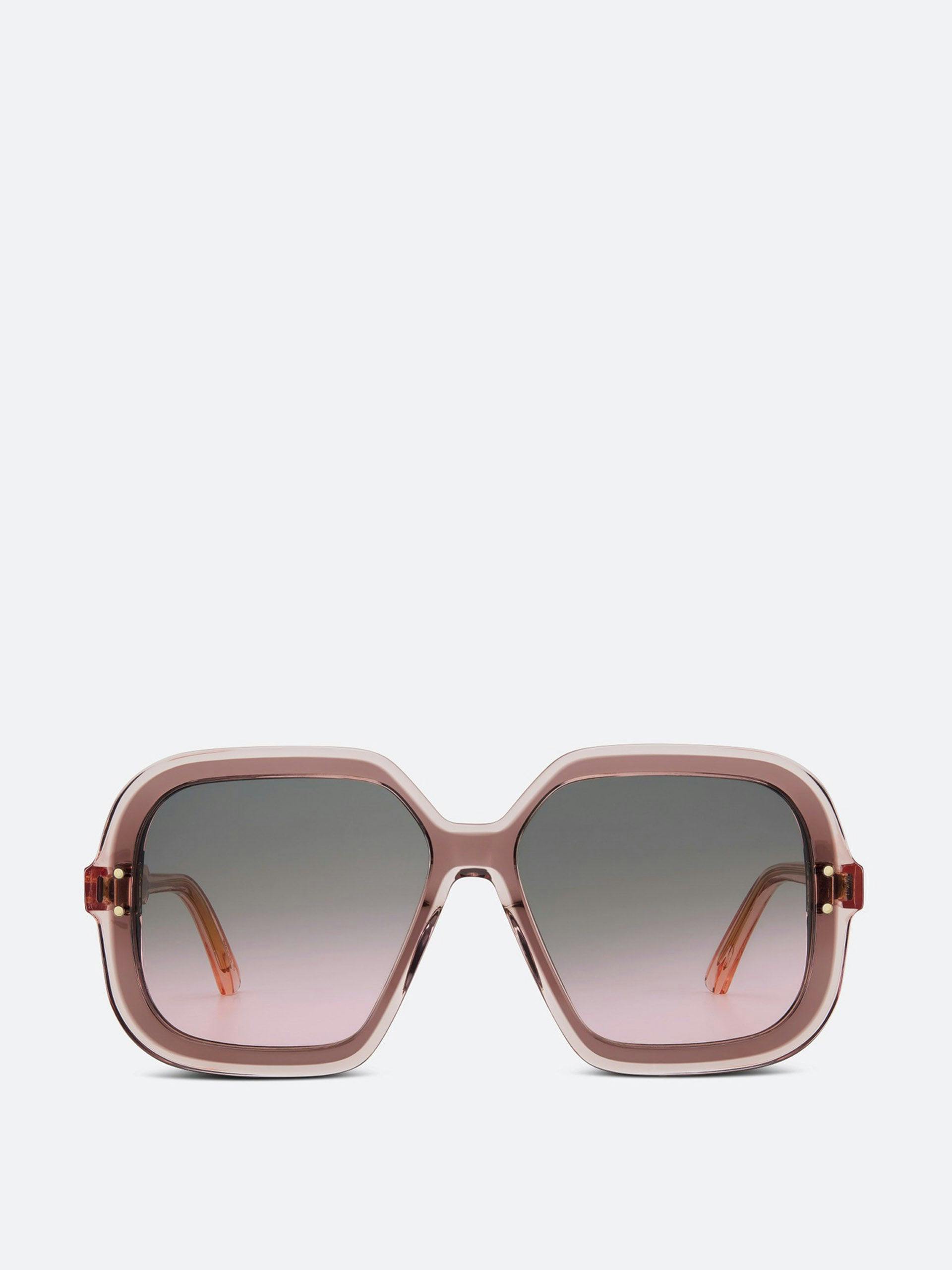 Transparent gray and pink square sunglasses