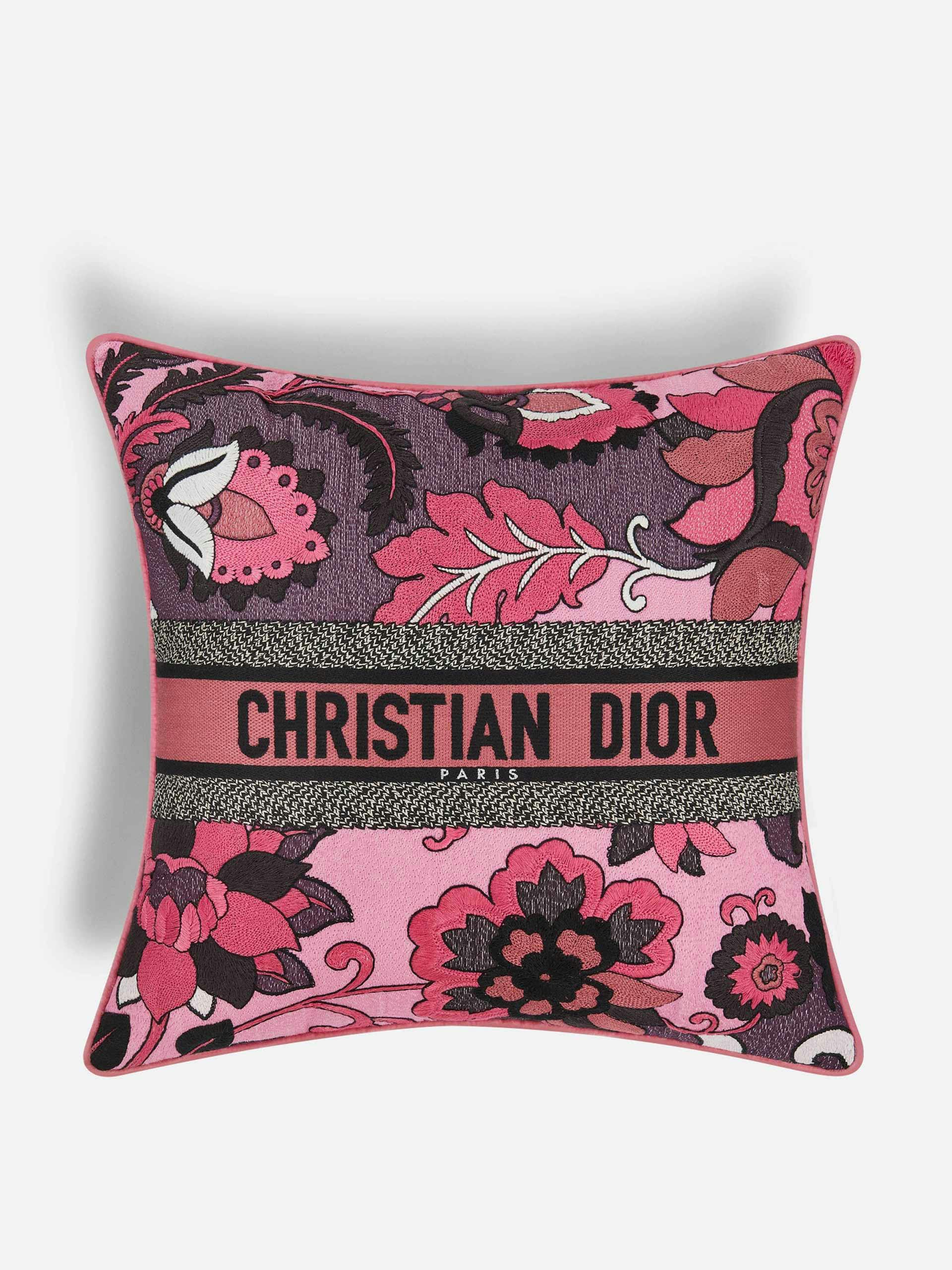 Small square pillow in Pink India Coromandel