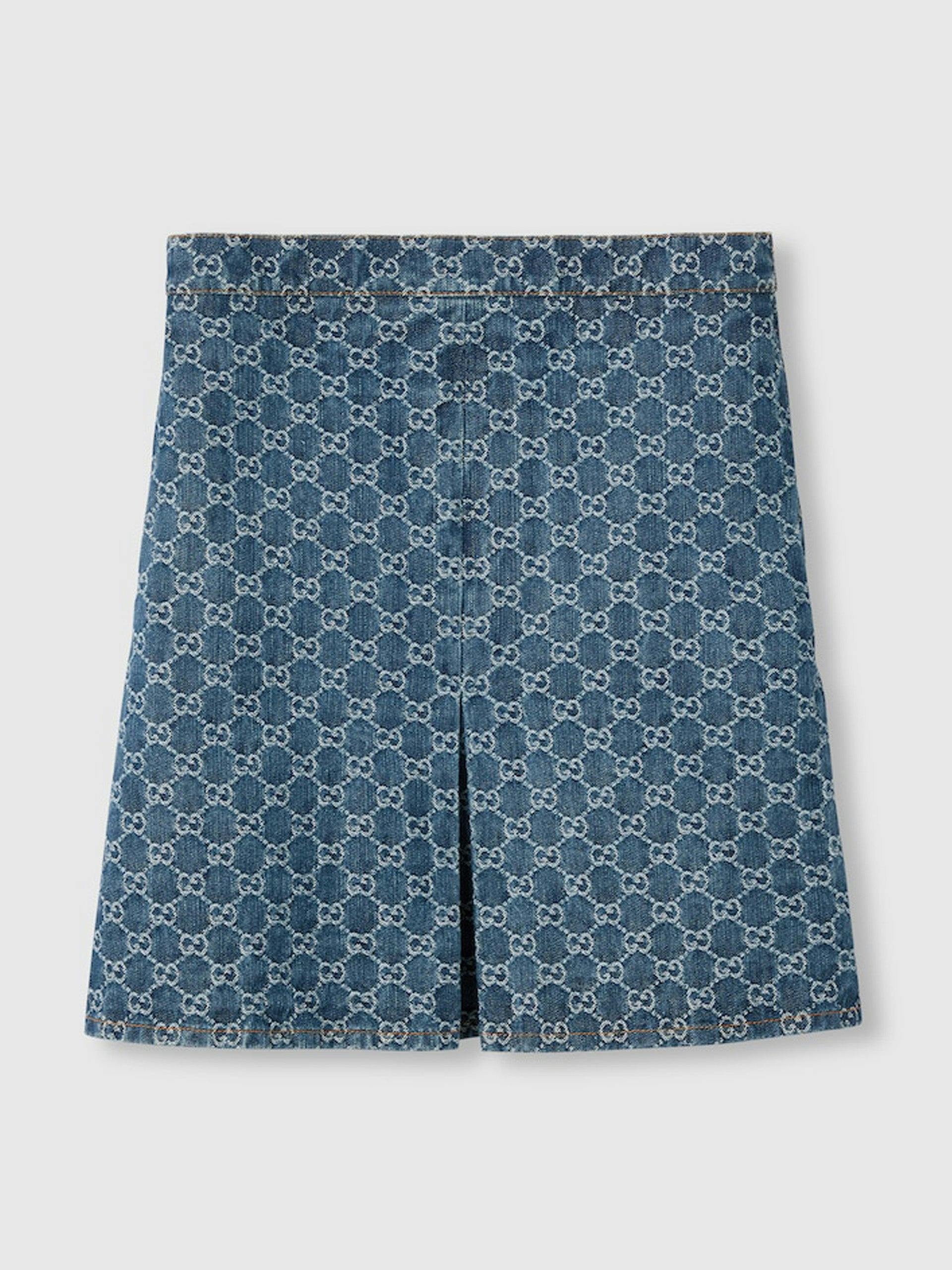 GG denim jacquard flared skirt