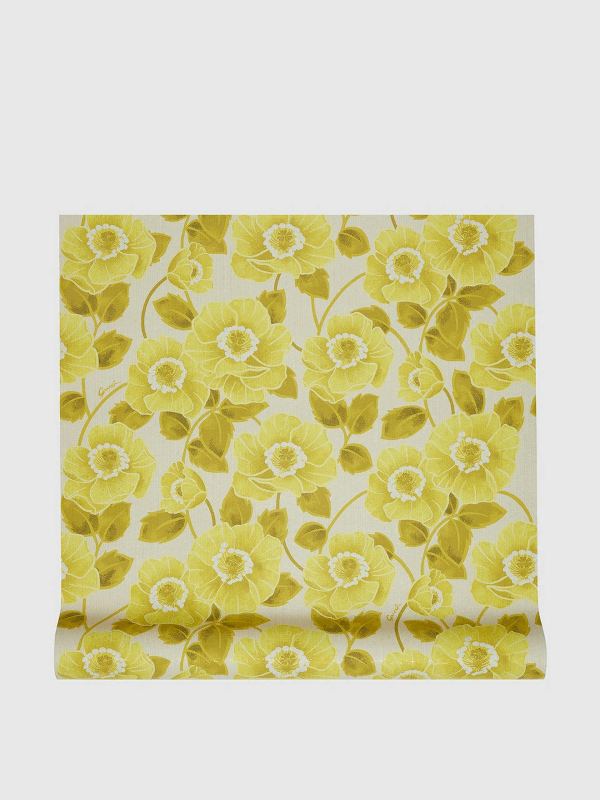 Yellow floral print wallpaper