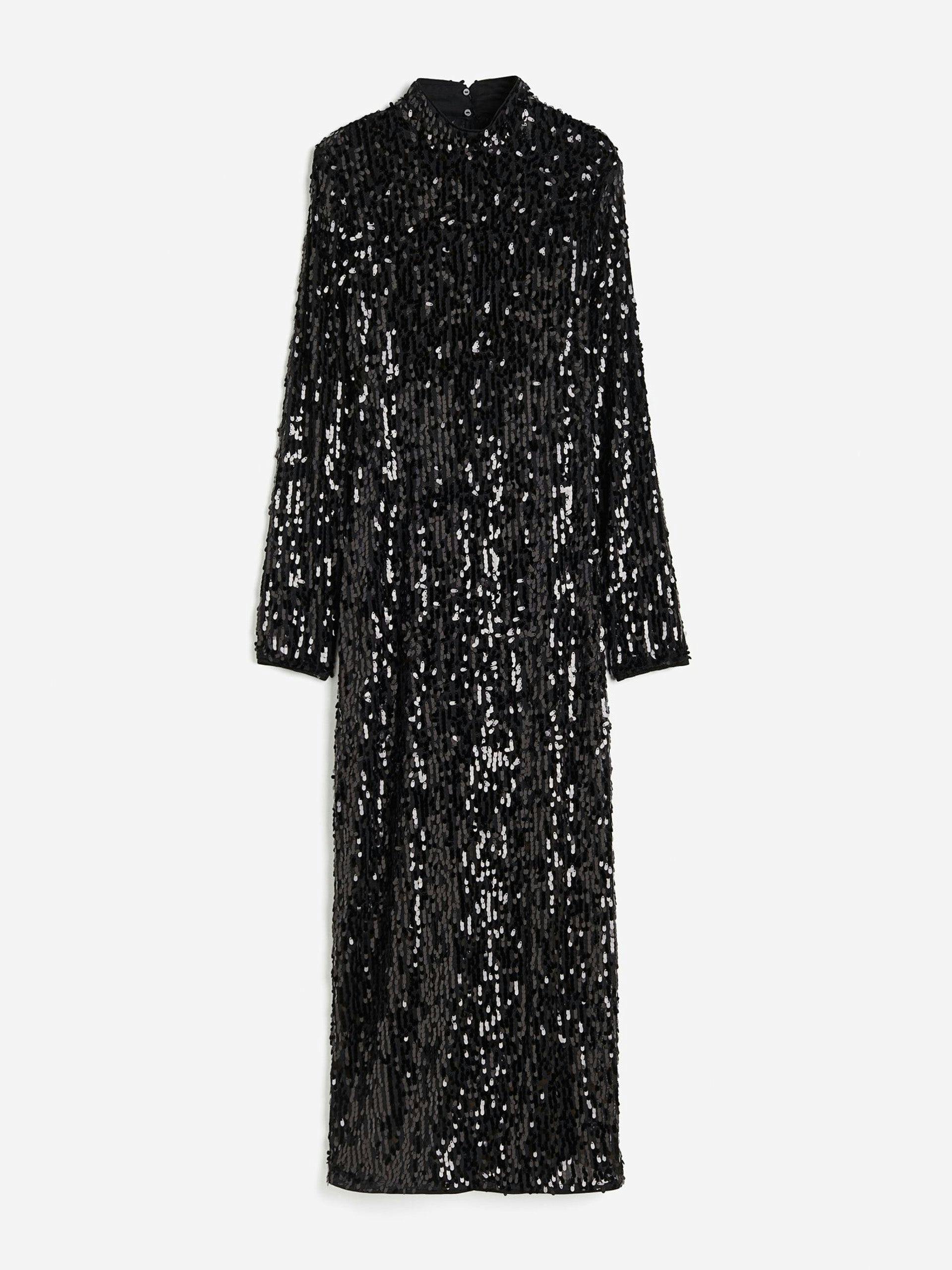 Black sequinned maxi dress