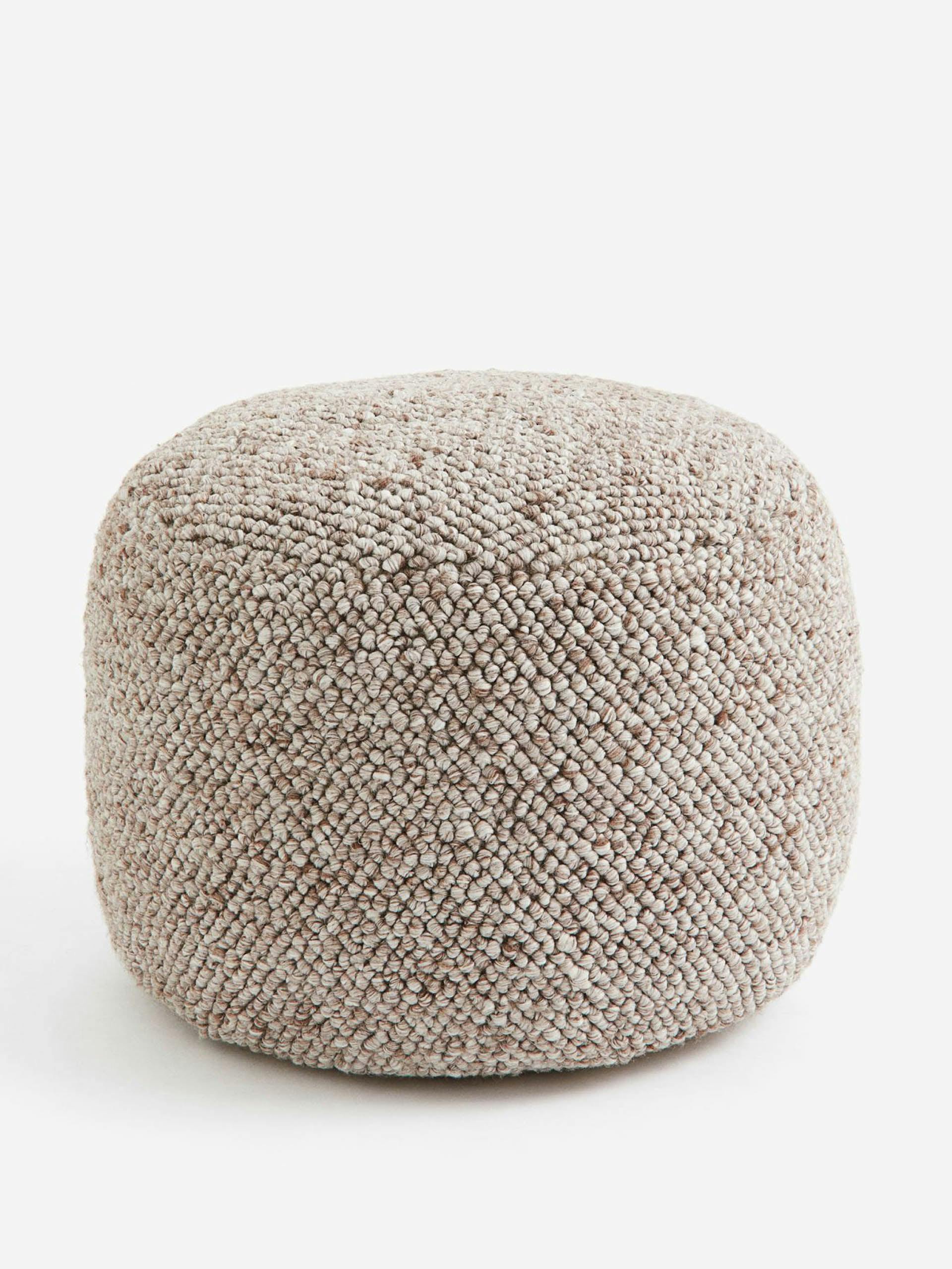 Grey and brown marl wool blend pouffe