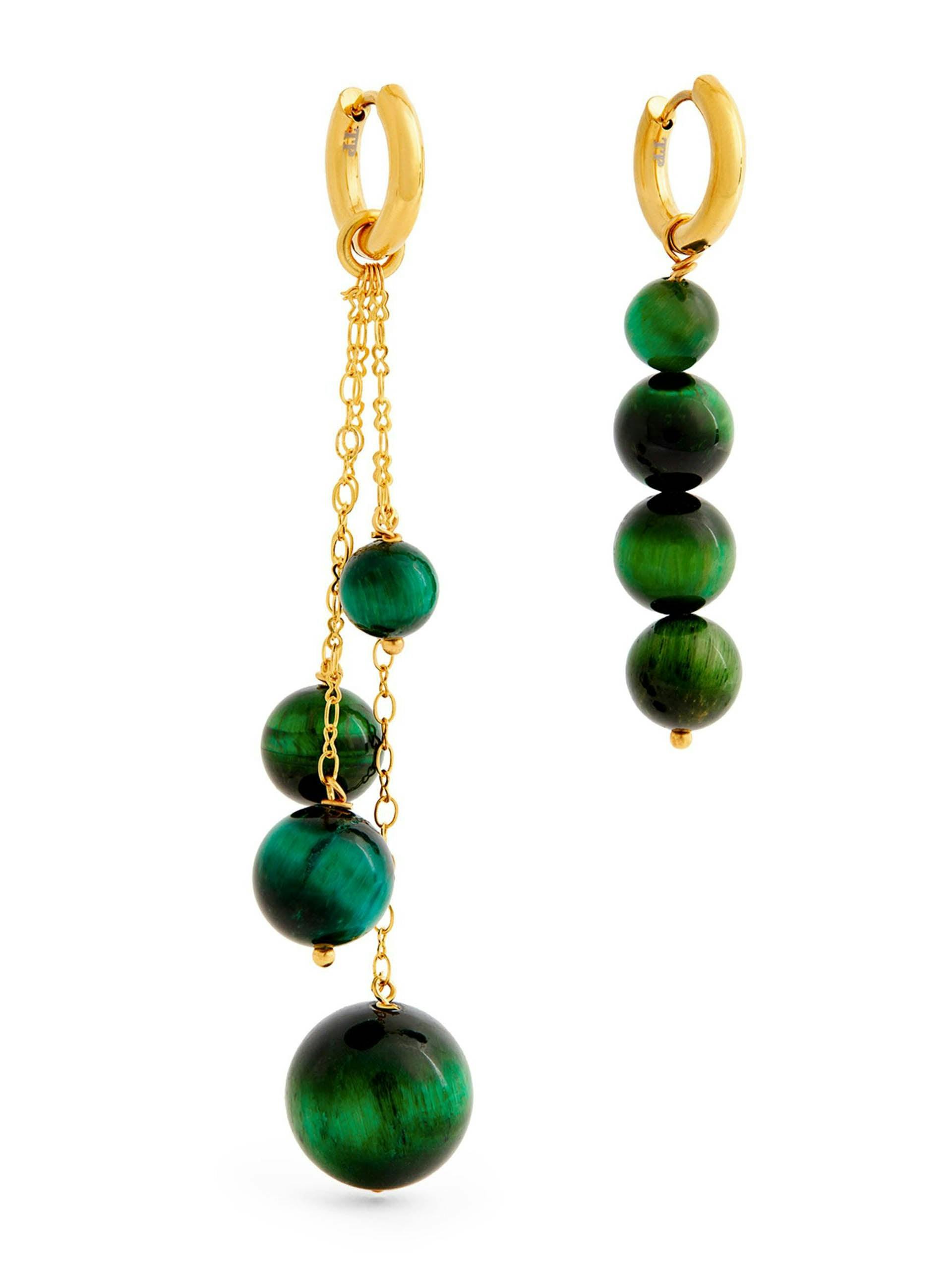 Ball-detail asymmetric drop earrings