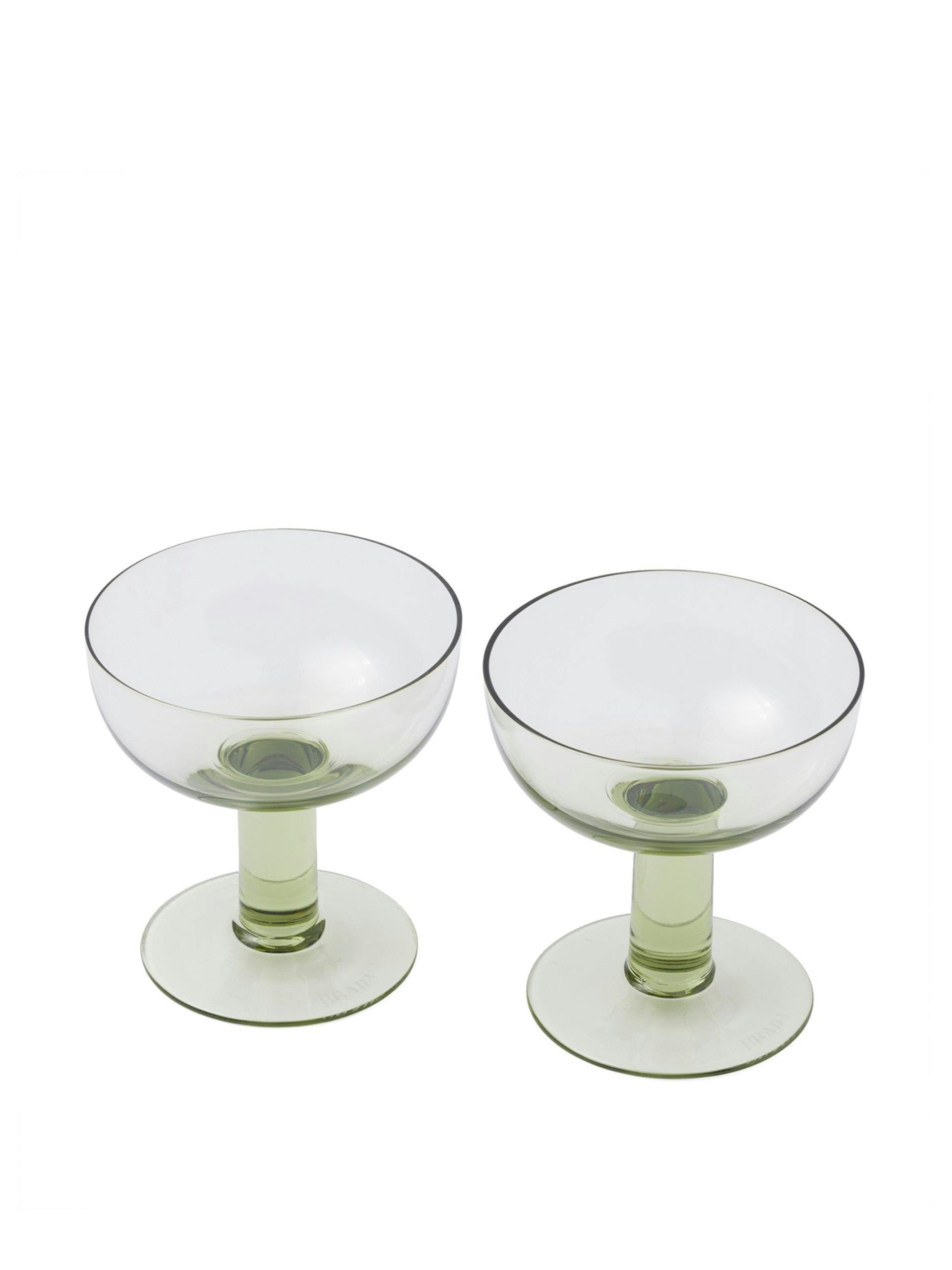 Green champagne coupes (Set of 2)