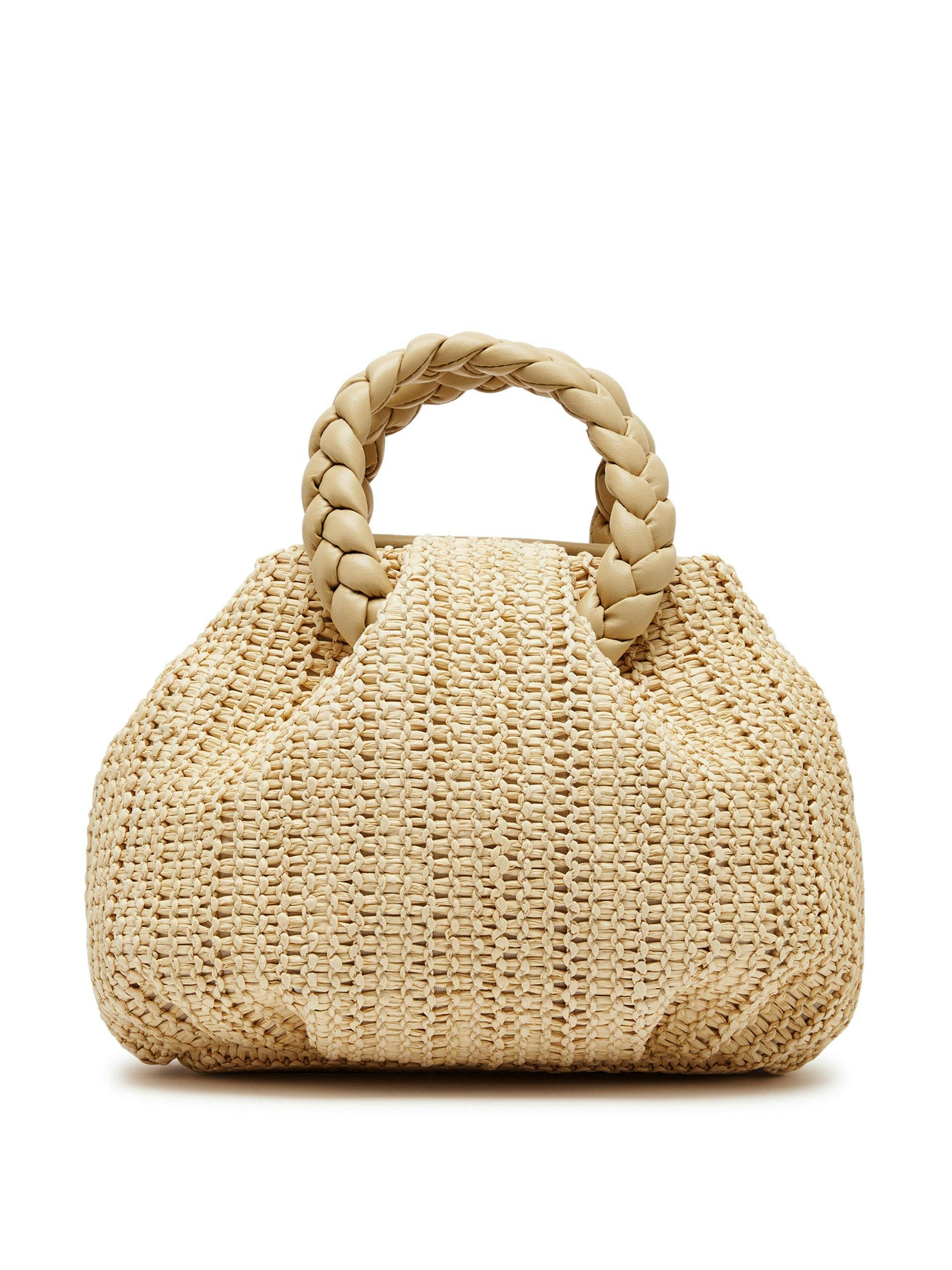 Medium Bombon raffia top handle bag