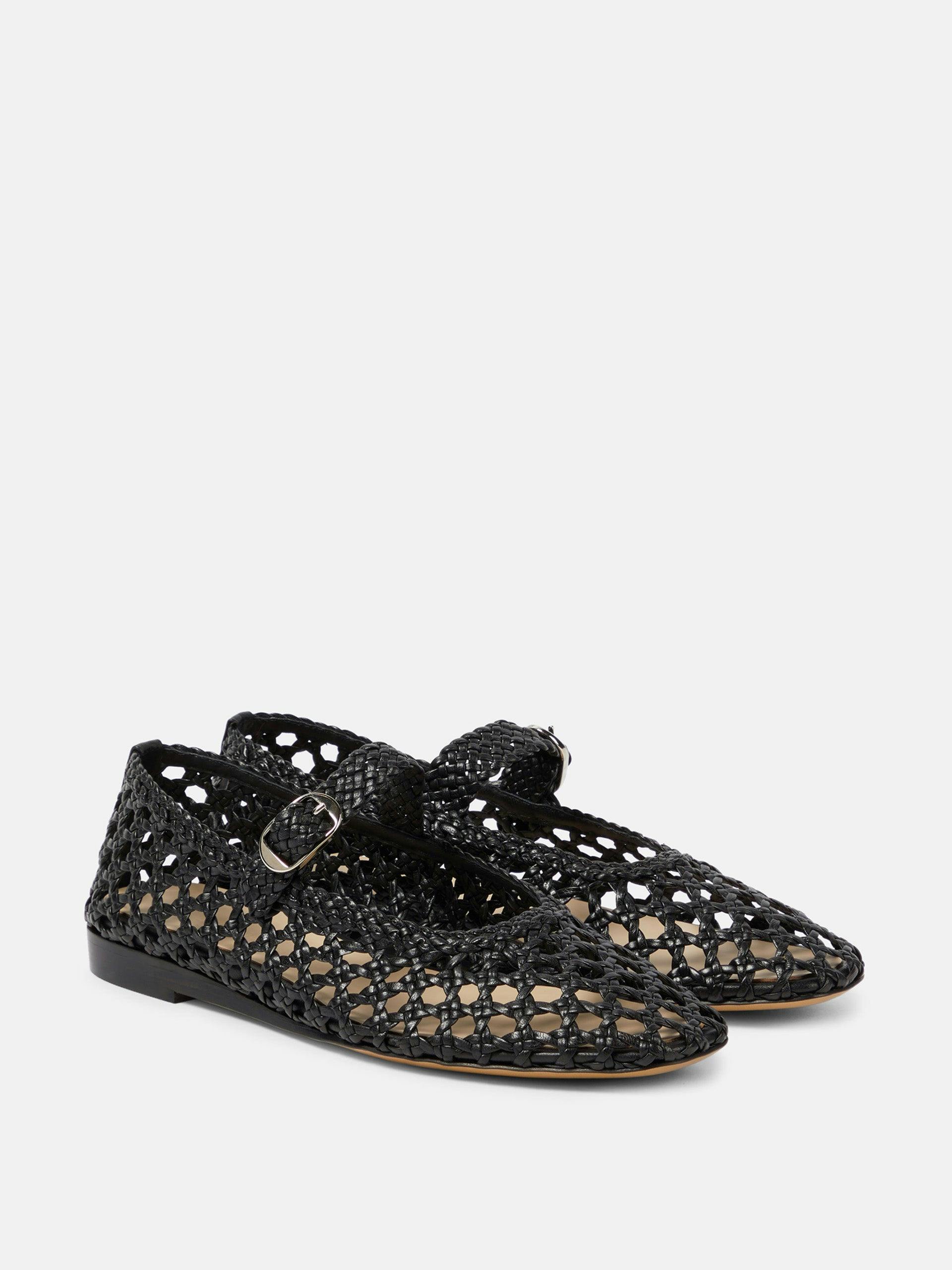 Mary Jane woven leather flats