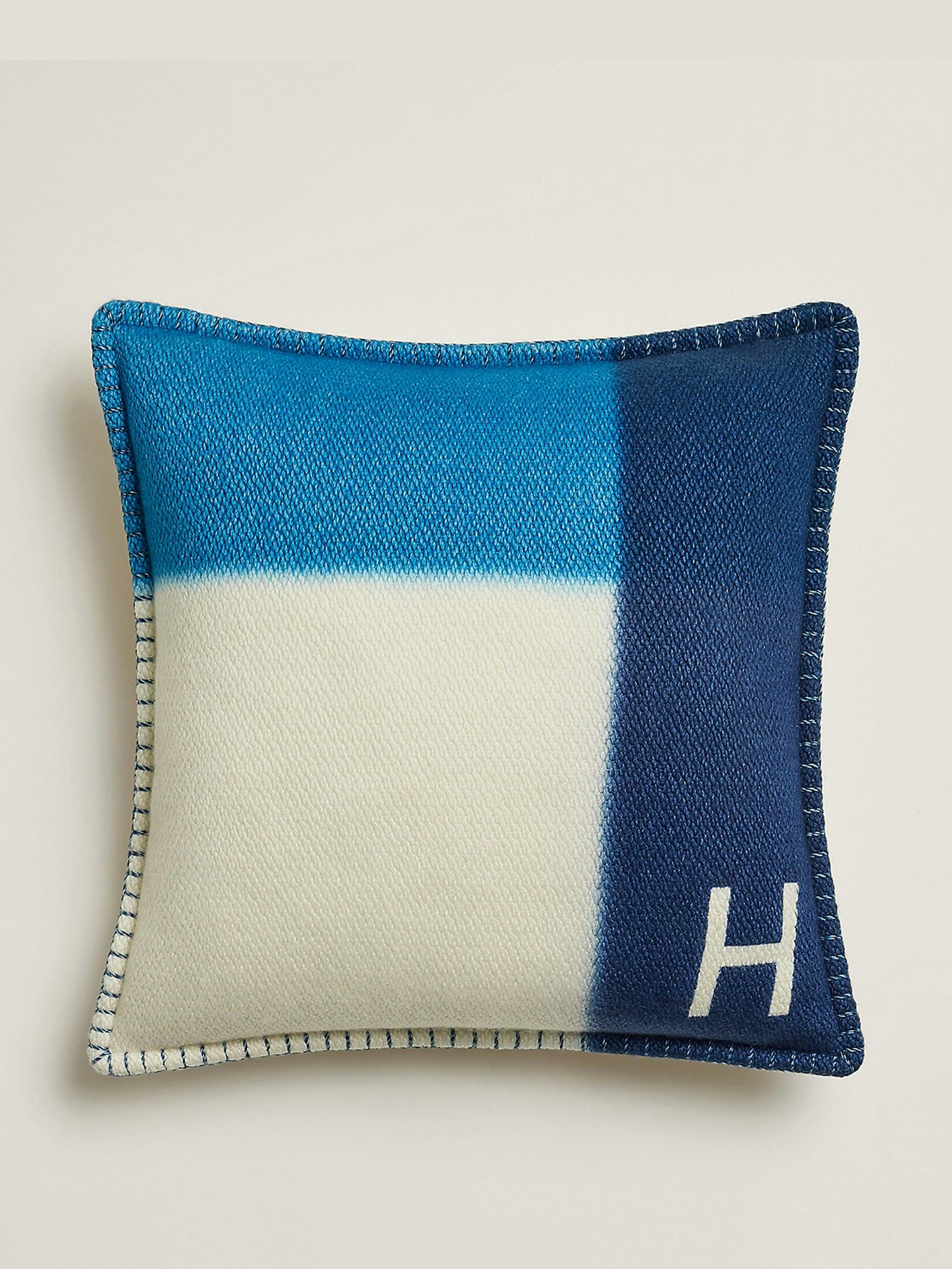 Blue patchwork cushion