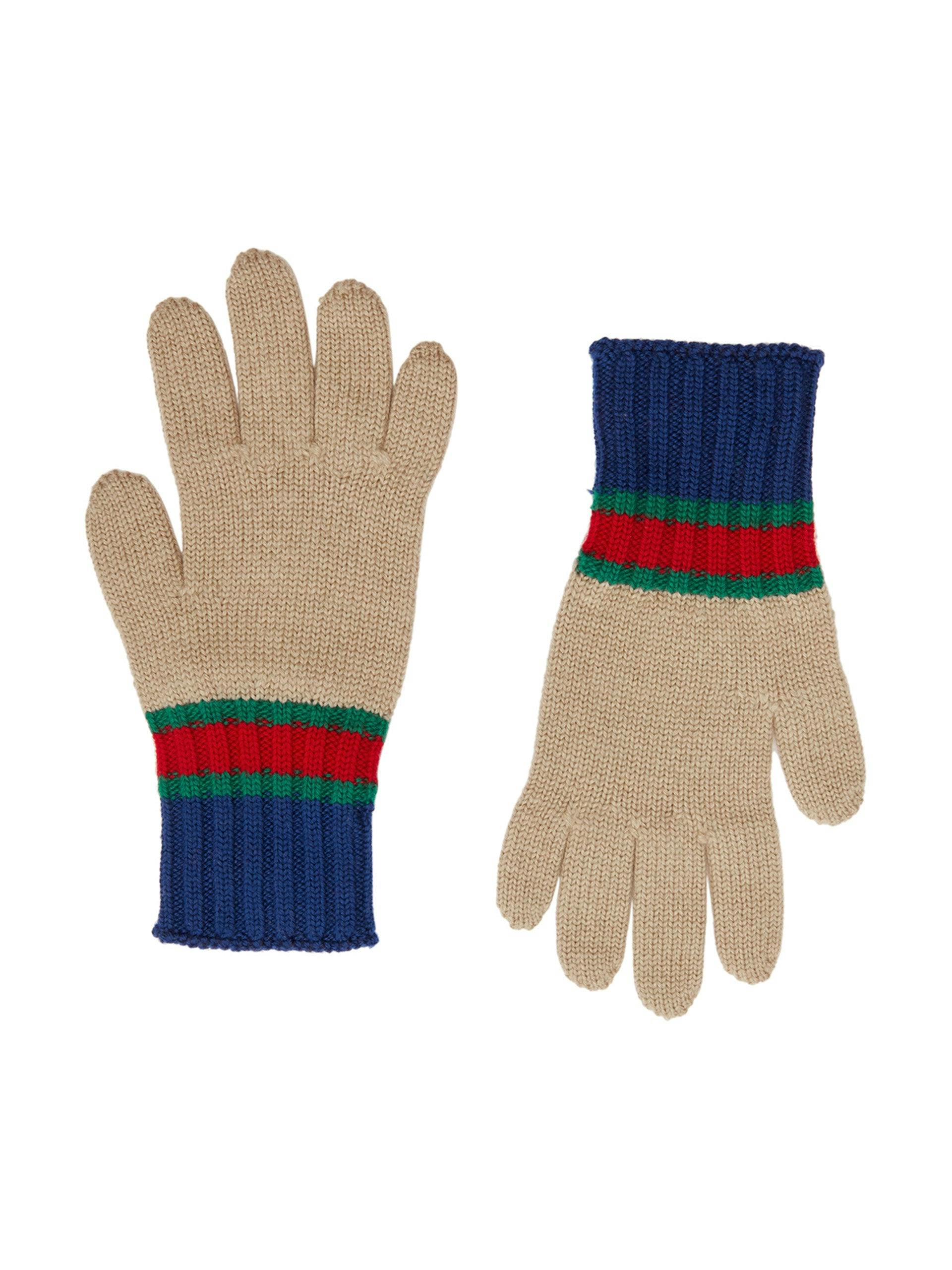 Stripe-intarsia wool gloves