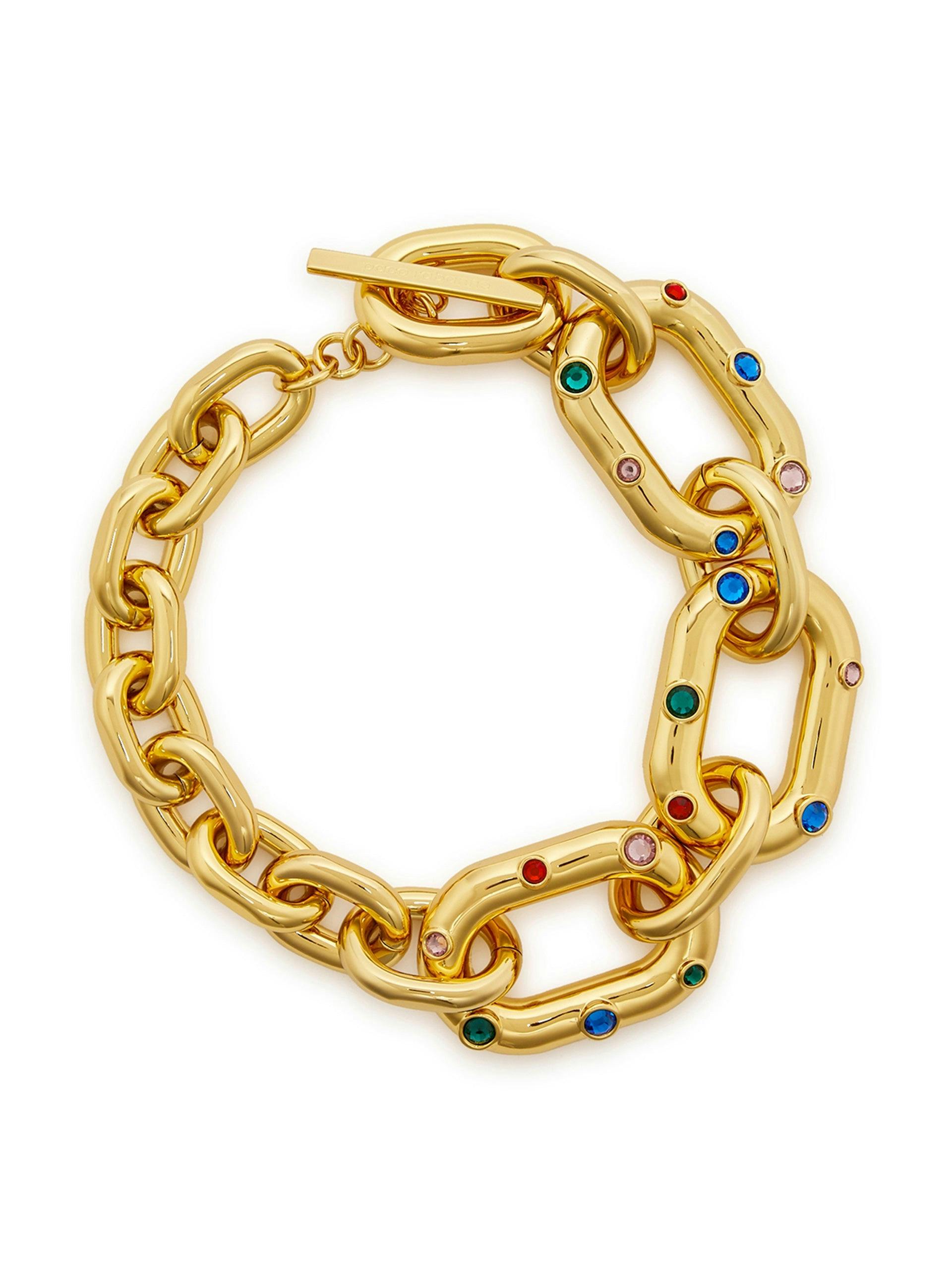 Gold XL link crystal-embellished chain necklace