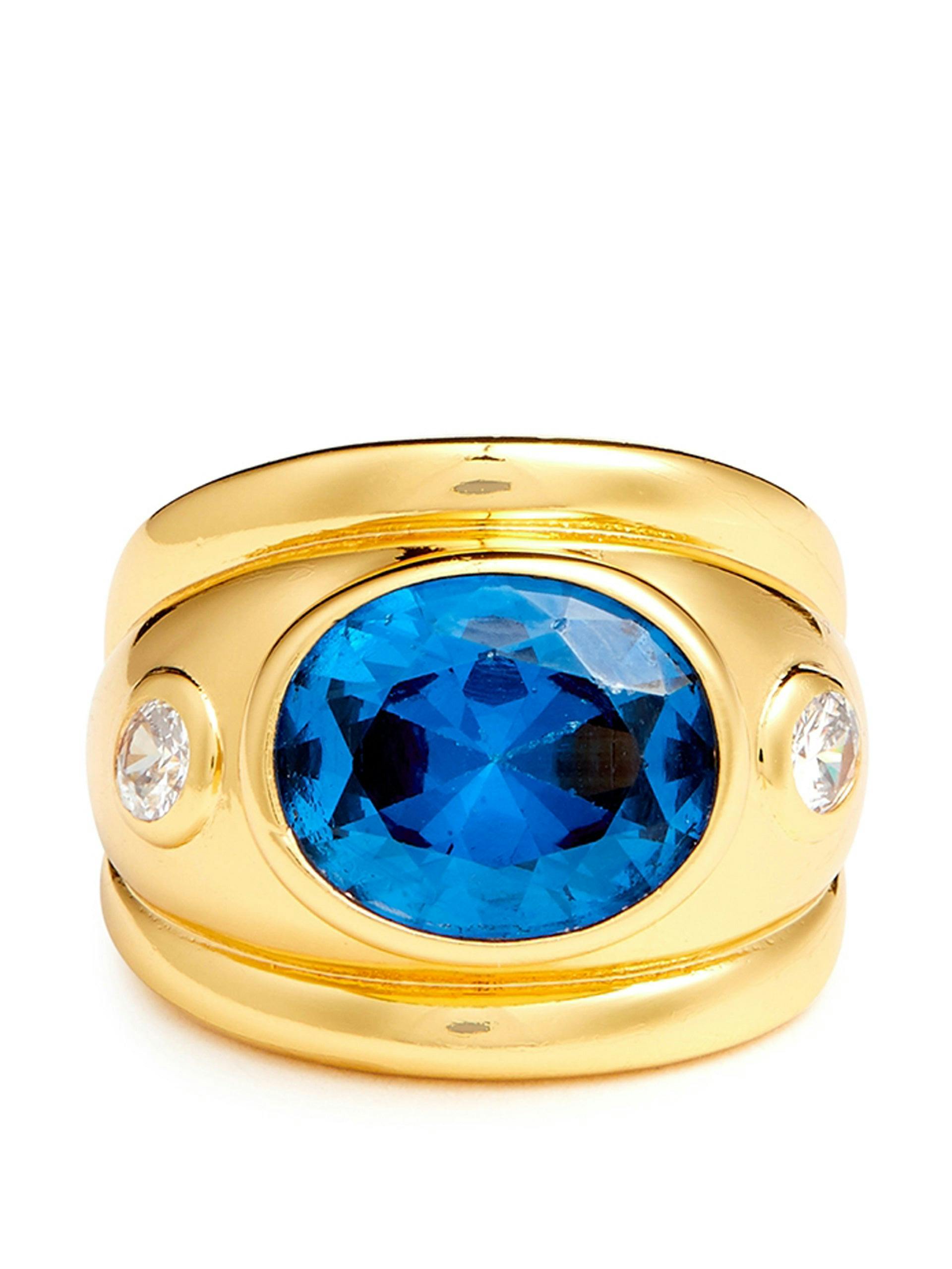 Crystal-embellished 24kt gold-plated ring