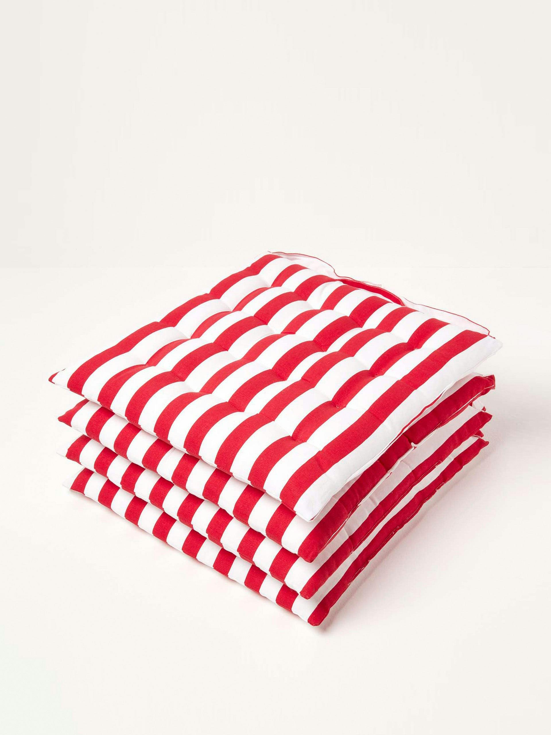 Red and white striped cushion pads (set of four)