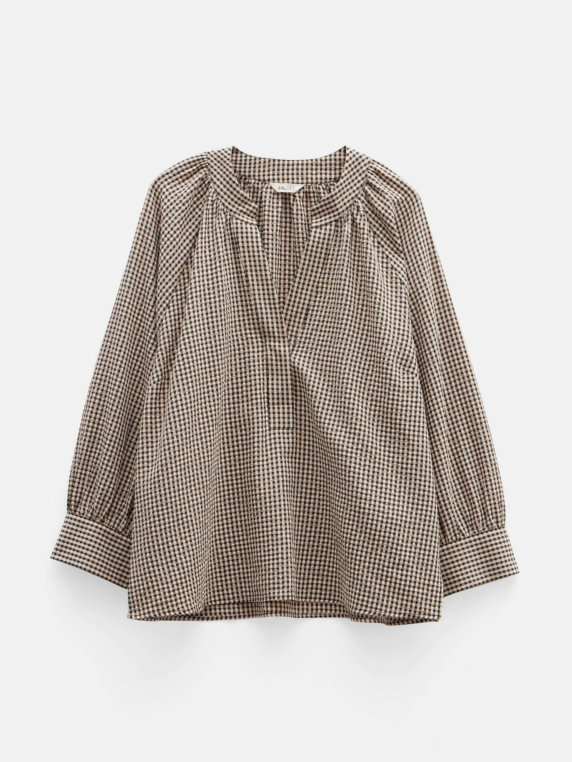 Rhea relaxed cotton placket detail top