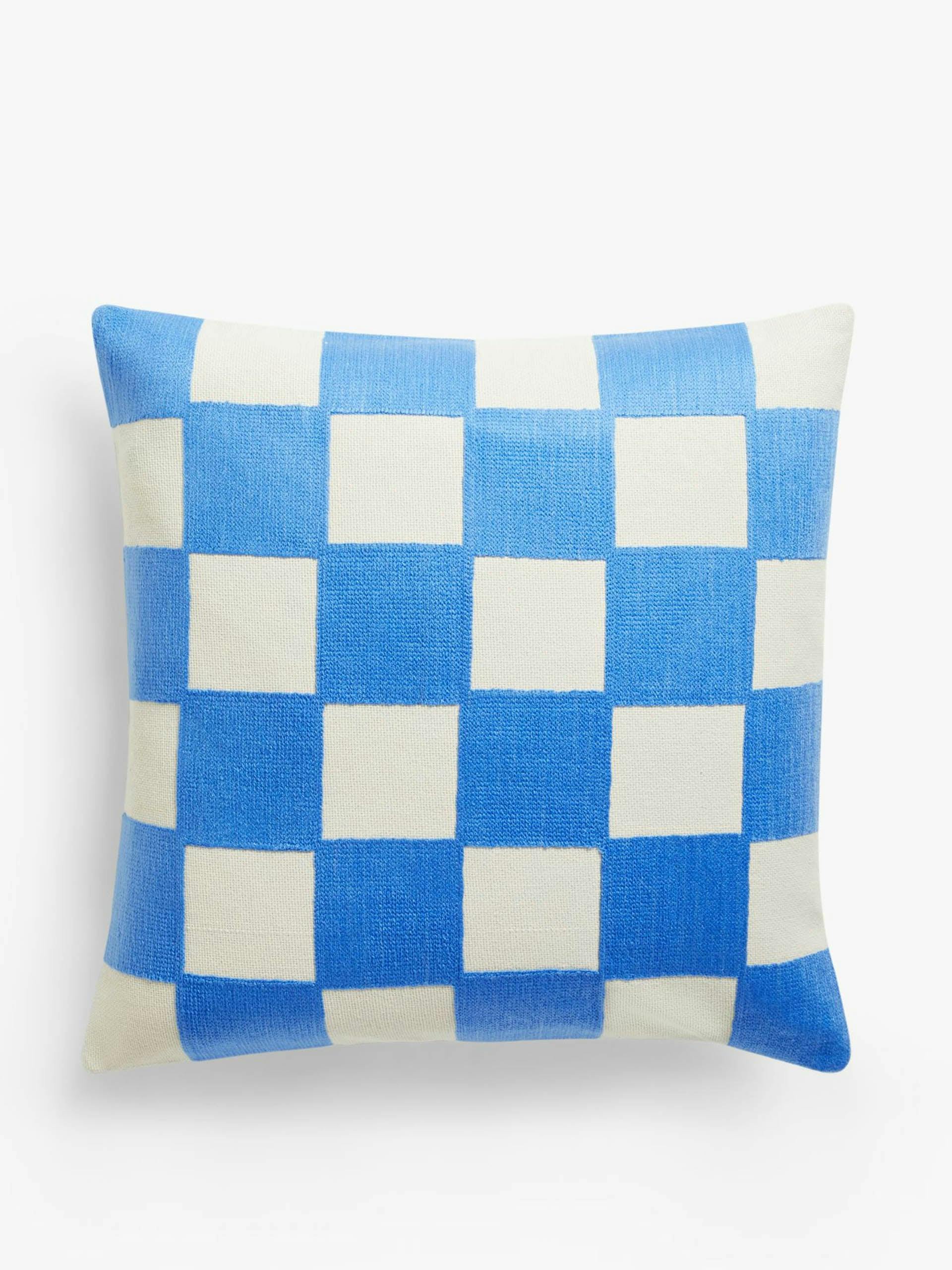 Blue checkerboard cushion